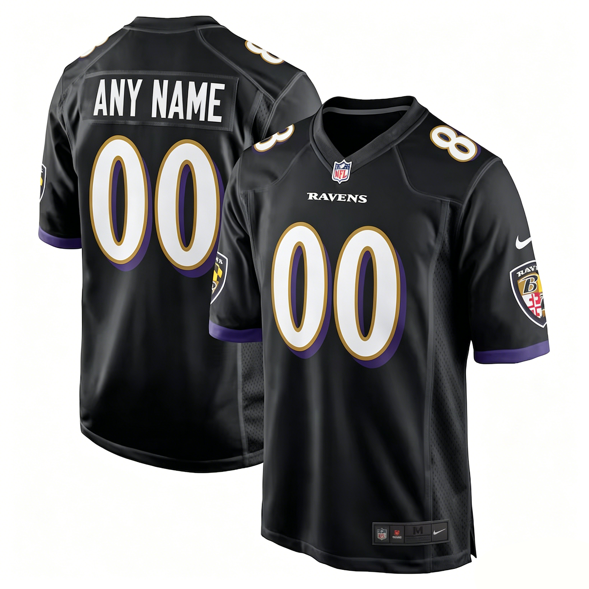 Baltimore Ravens Nike Purple Black White Vapor Home and Away Elite Custom Jersey