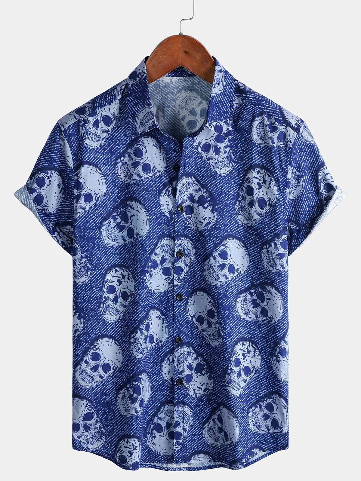 Men's Skull Punk Rock Hawaiian Short Sleeve Shirt