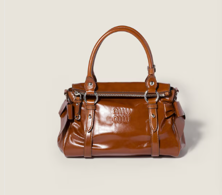 Miu miu Palisander Small Shiny leather handbag 5BA327