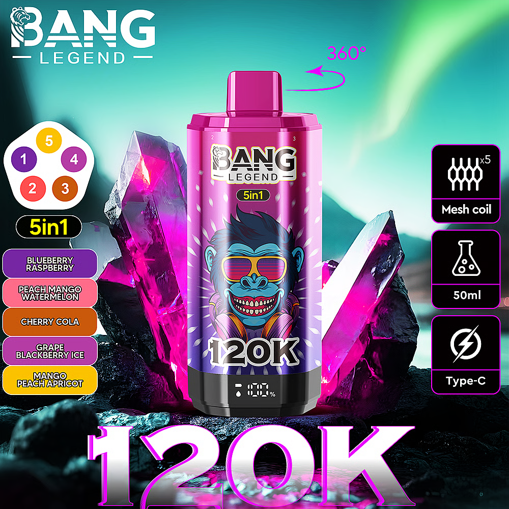 Bang Legend 120K Disposable Vape 5-in-1 Flavor (5%, 120000 Puffs)