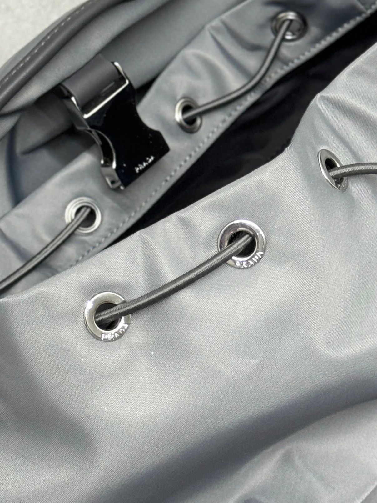 Prada TRIANGLE LOGO BACKPACK 42 IN RHINO GRAY RE-NYLON