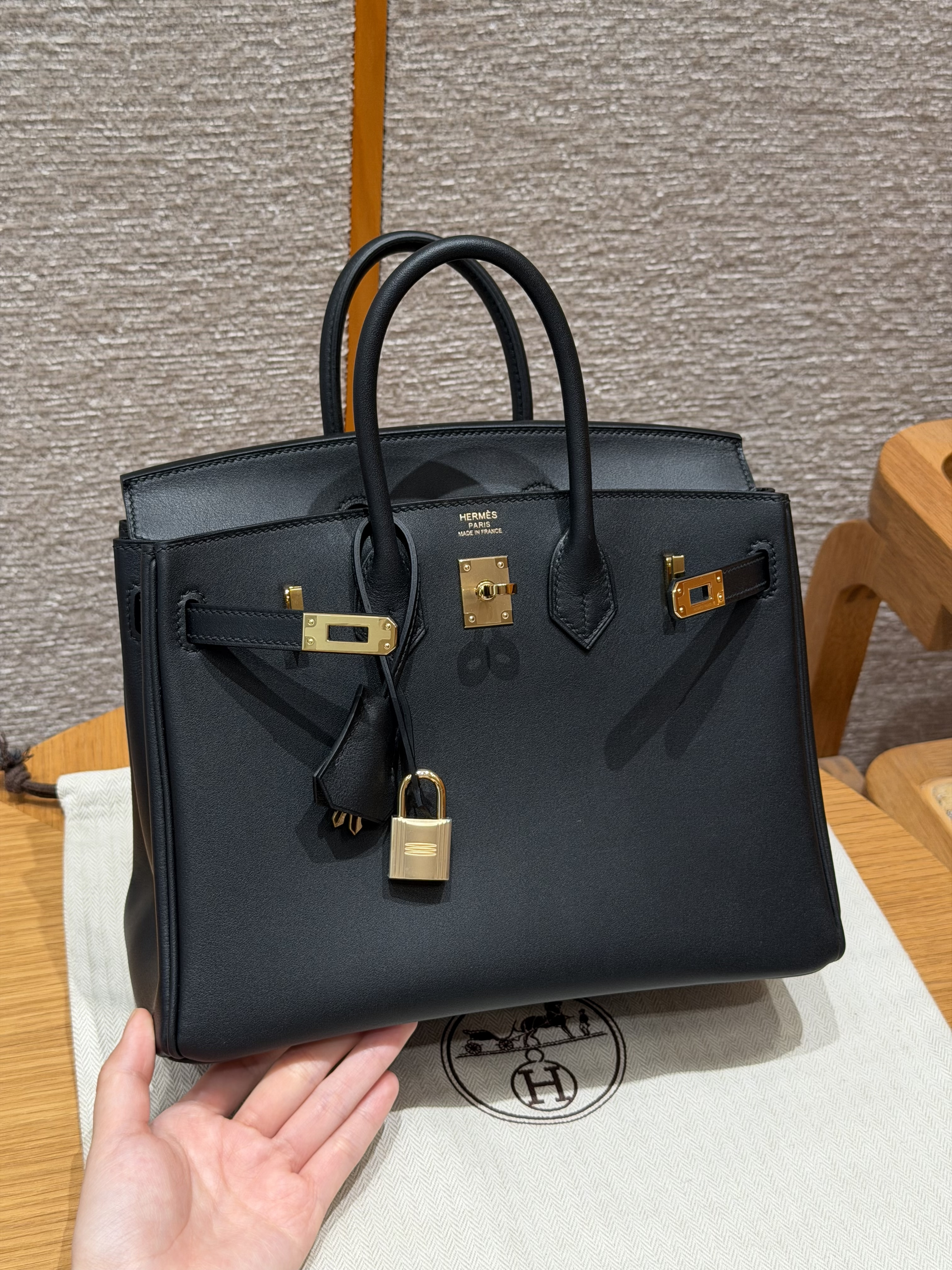Hermes Black Swift Birkin 25 Bag