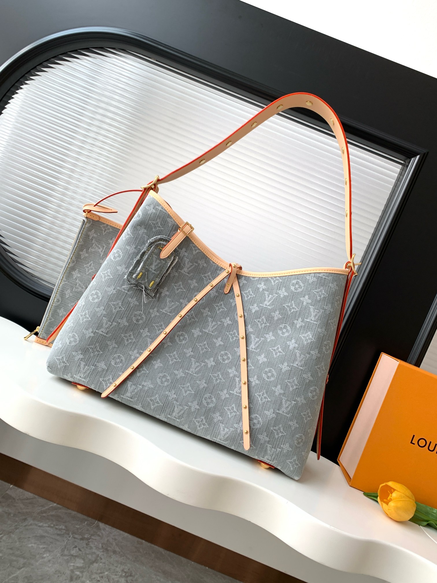 Louis Vuitton LV Carryall MM Washed Grey Denim Tote bag