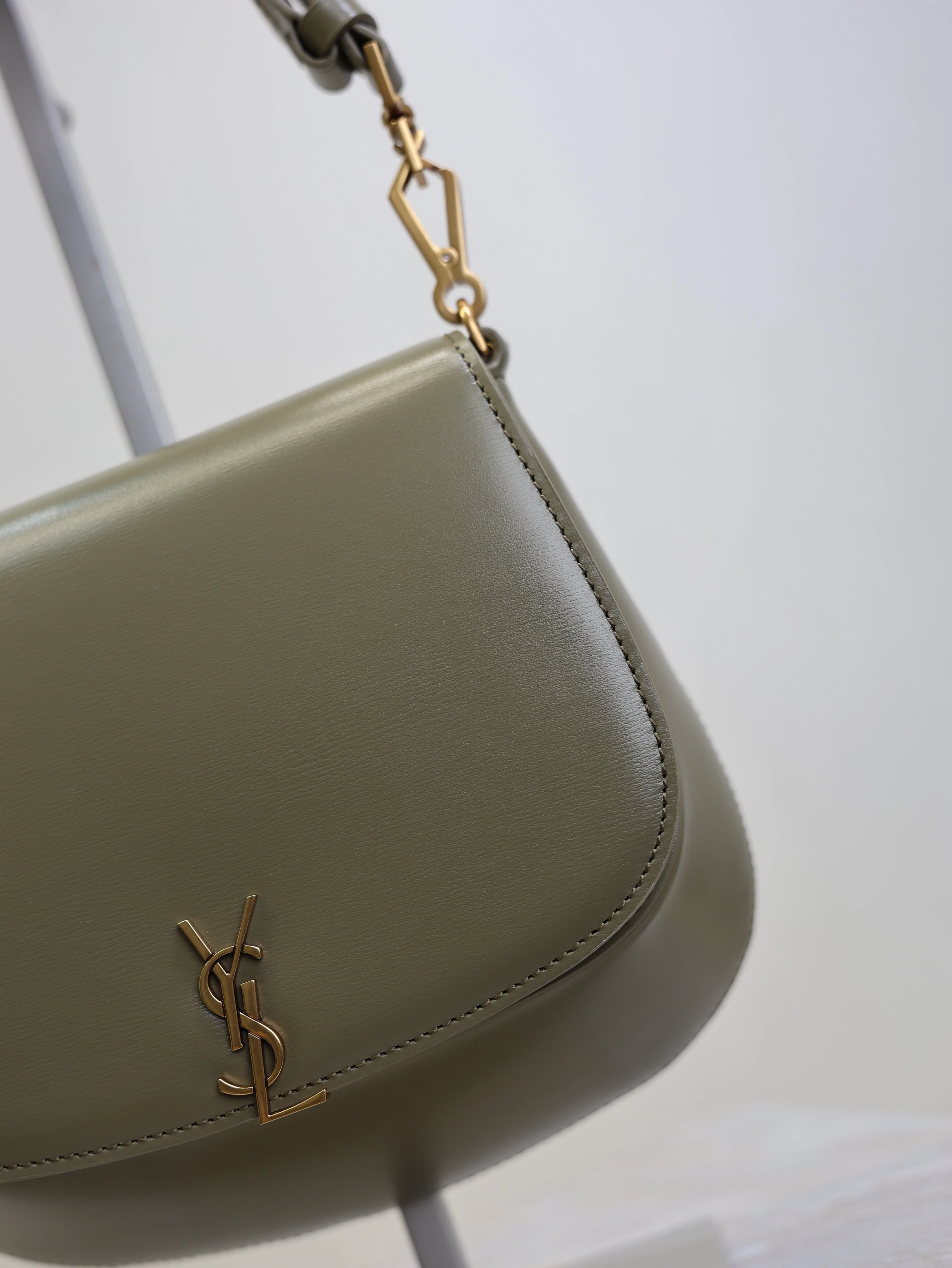 Saint Laurent YSL Mini Voltaire 21cm Olive Green Calfskin GHW