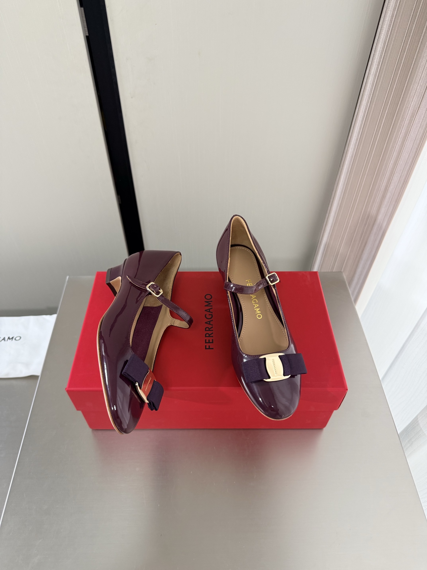 Ferragamo Shiny Leather Mary Jane Pump