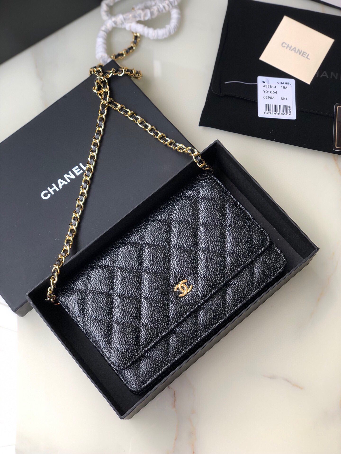 Chanel Classic Chanel On Chain in Black Grained Calfskin