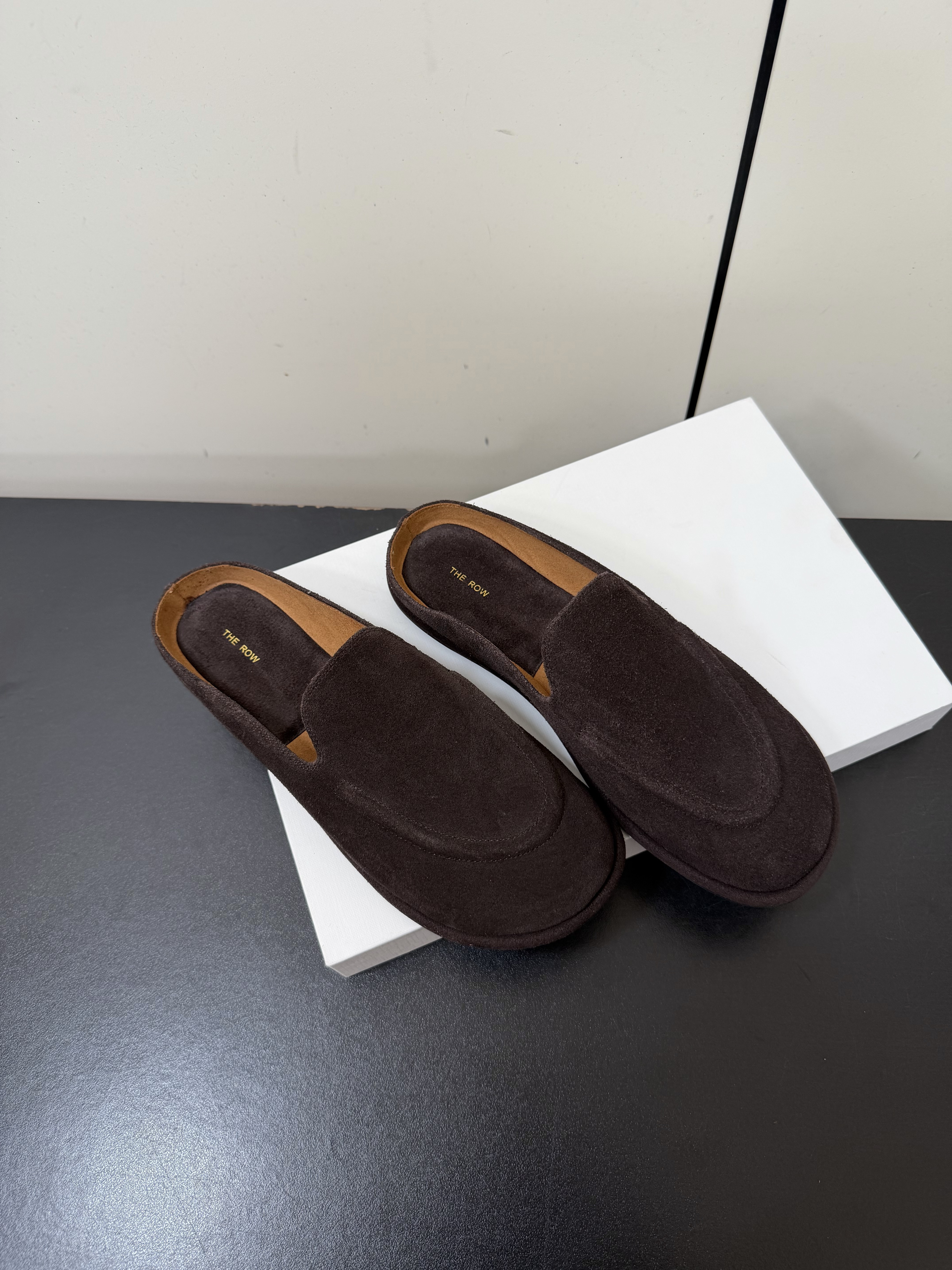 The Row Classic Suede Leather Mule