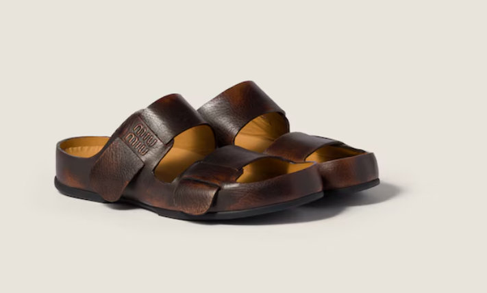 Miu Miu Bleached leather Sandals