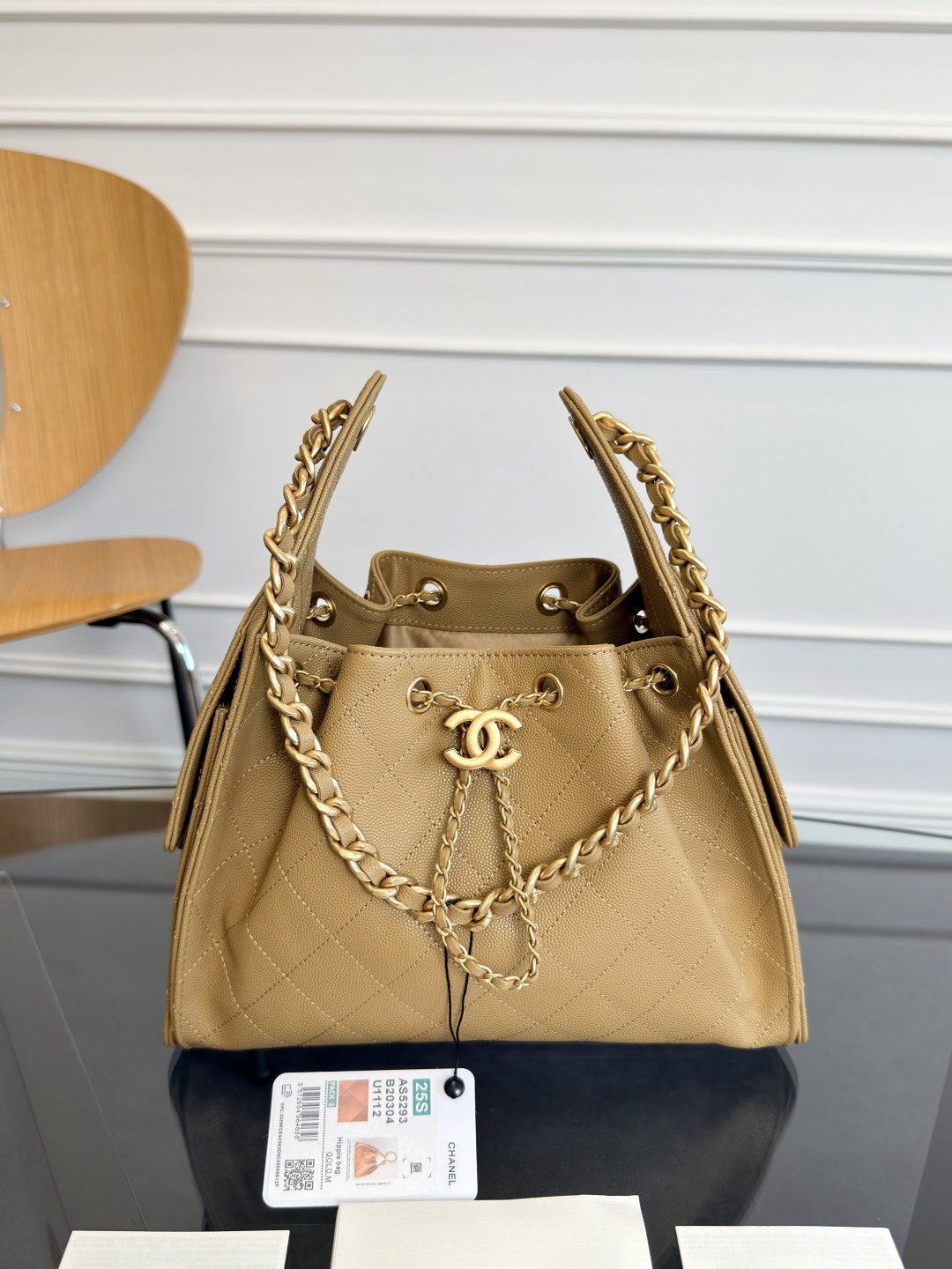 Chanel 25 Small Hobo Bag in Beige