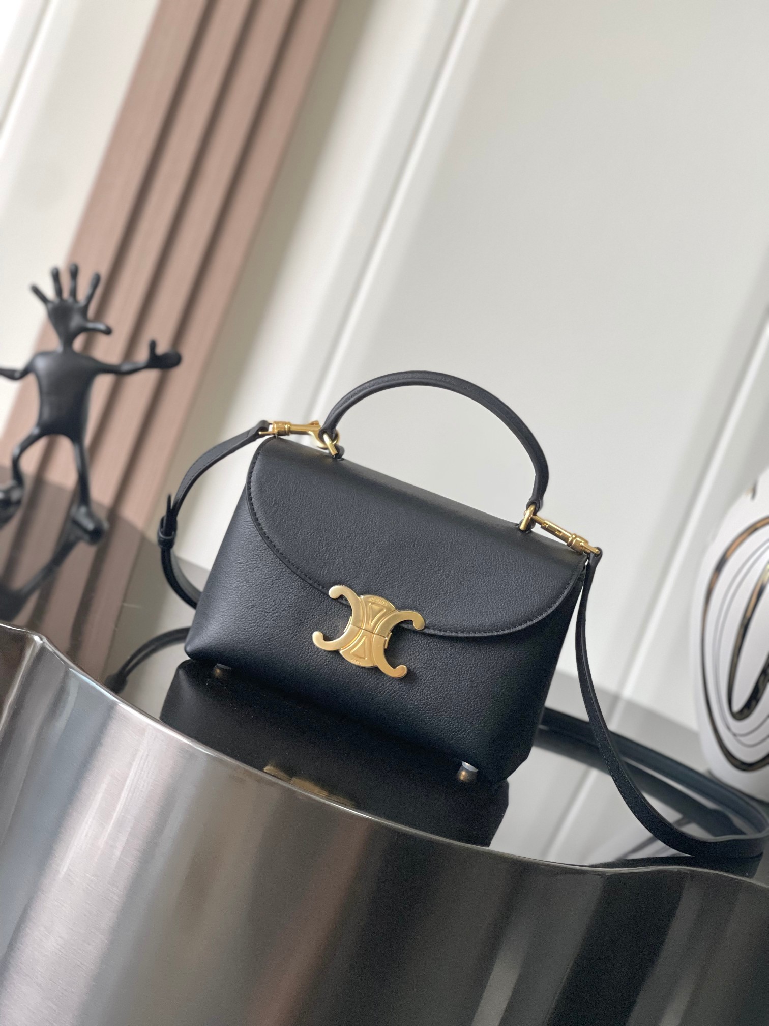 Celine Teen Nino Bag in Supple Grained Calfskin-Black