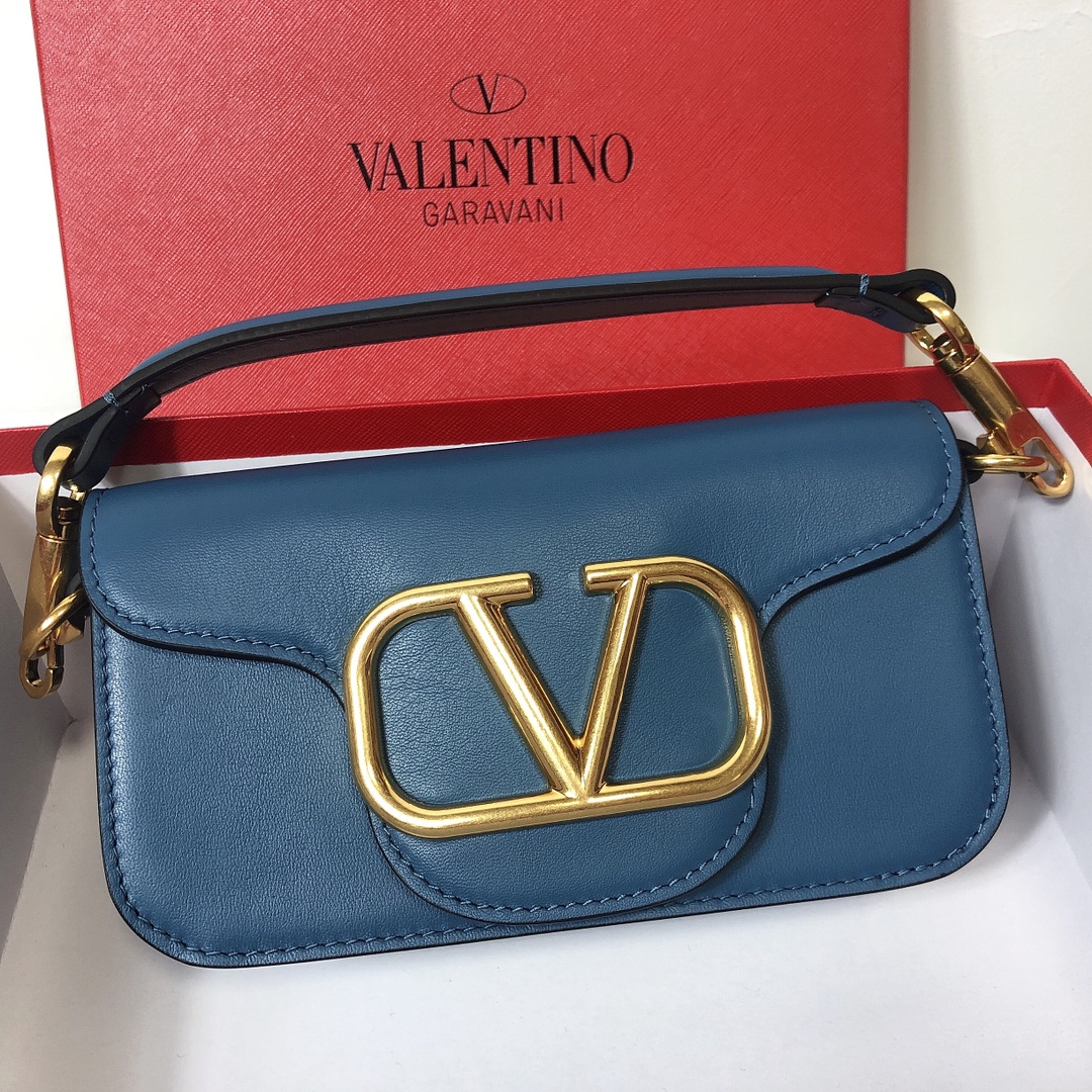 Valentino Small Garavani Loco Bag in Smooth Calfskin-Dark blue