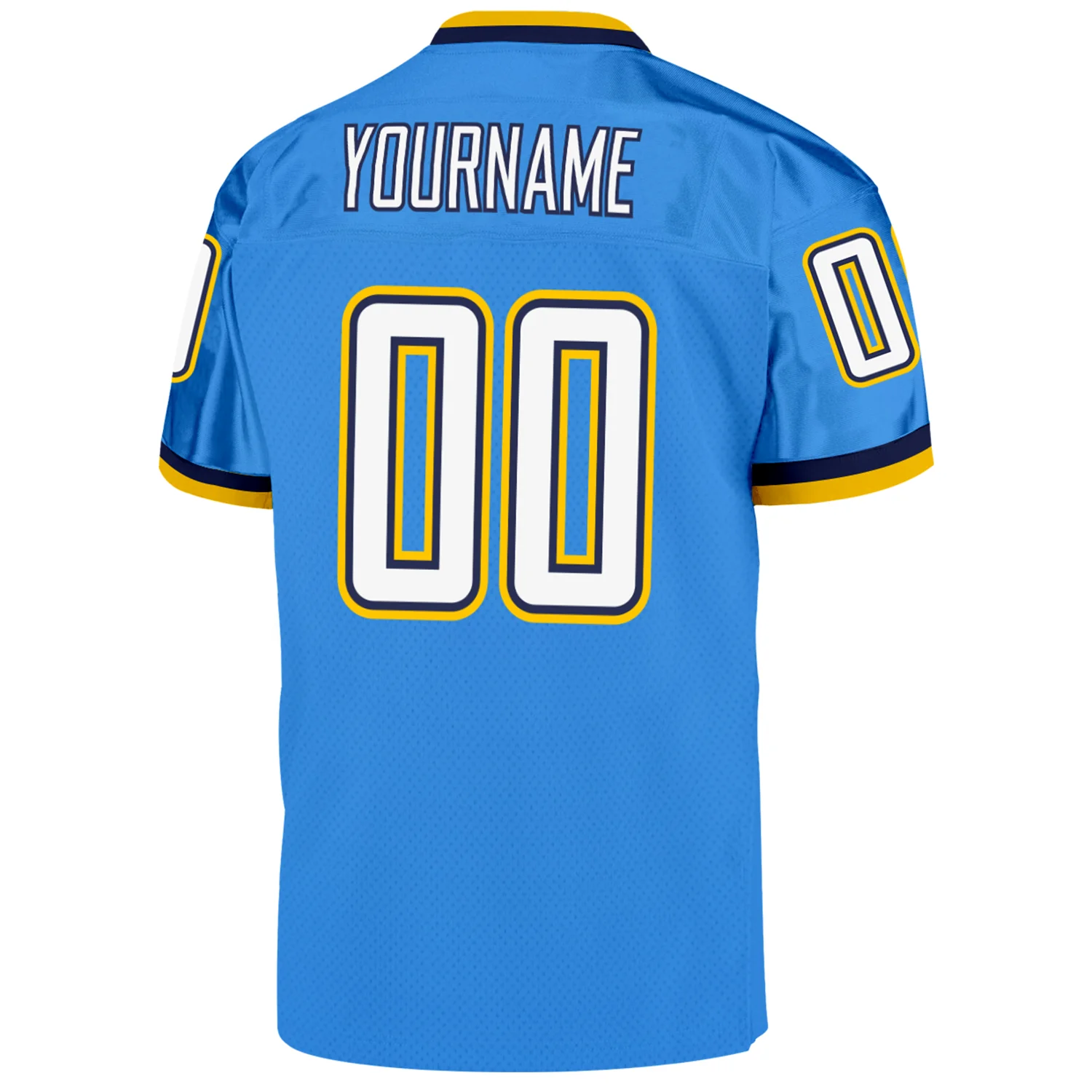 Custom Powder Blue White-Navy Mesh Authentic Throwback Football Jersey