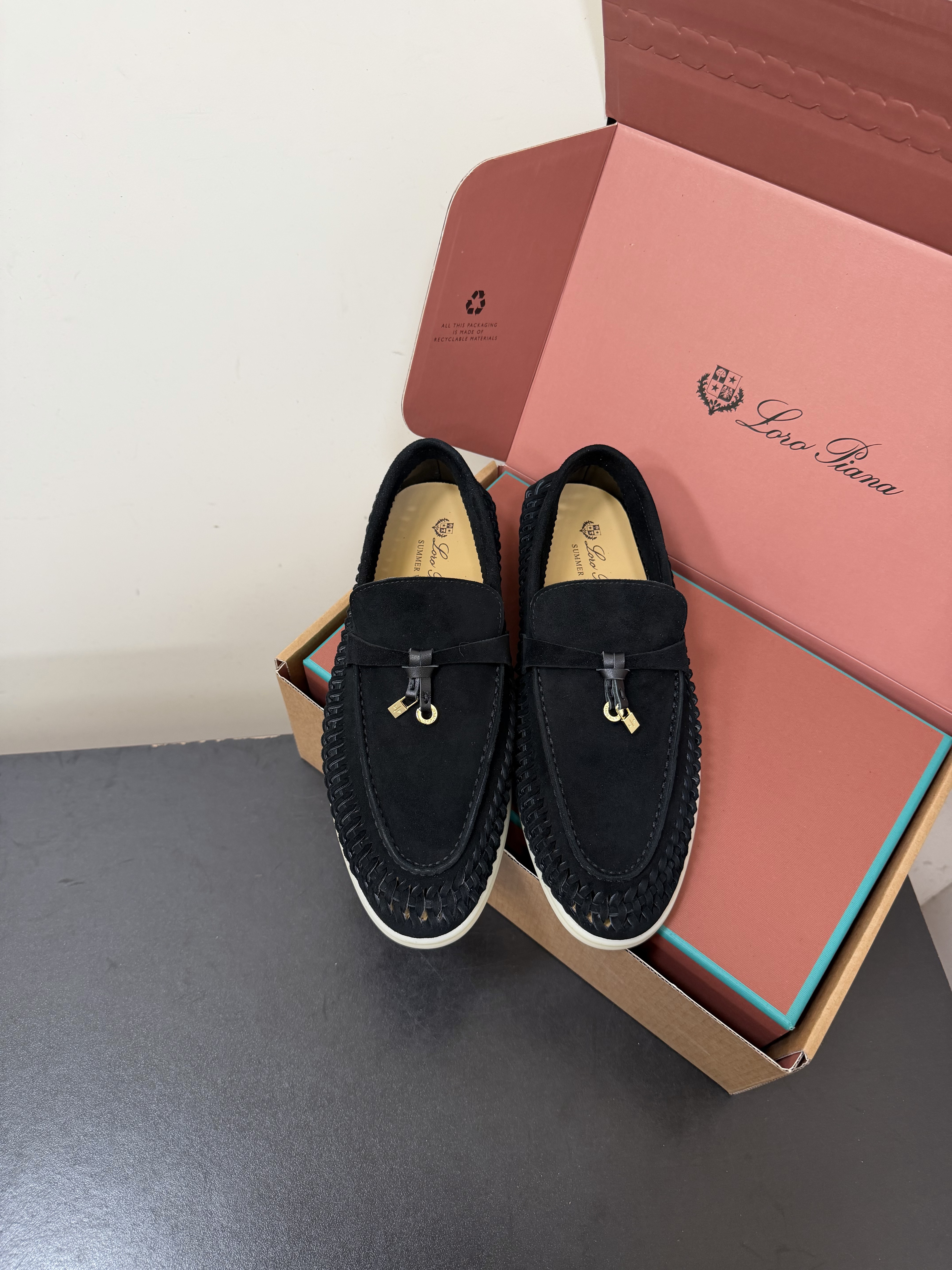 Loro Piana  Unisex Woven Suede Loafer