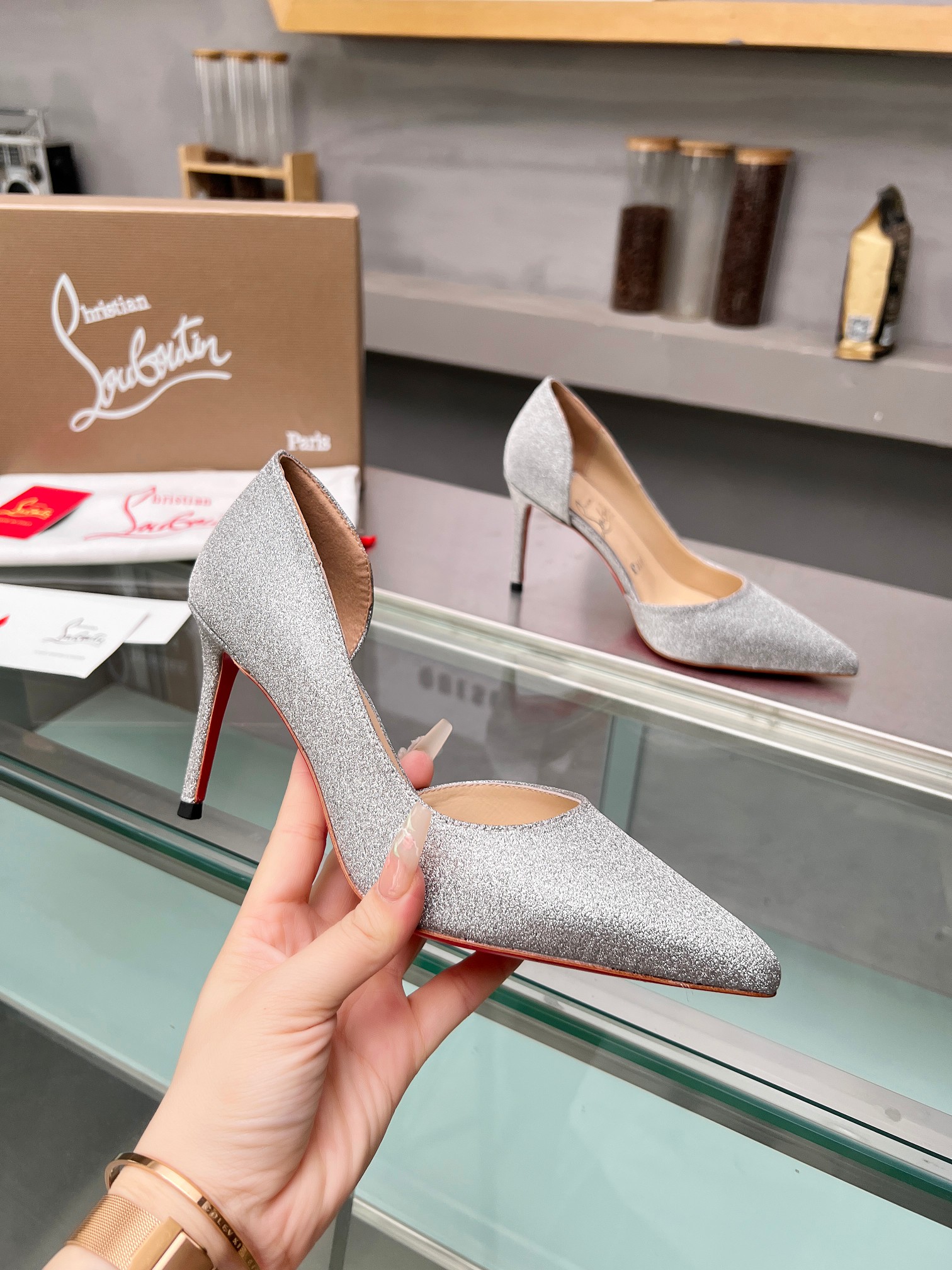 Christian Louboutin SilverLeather Pump
