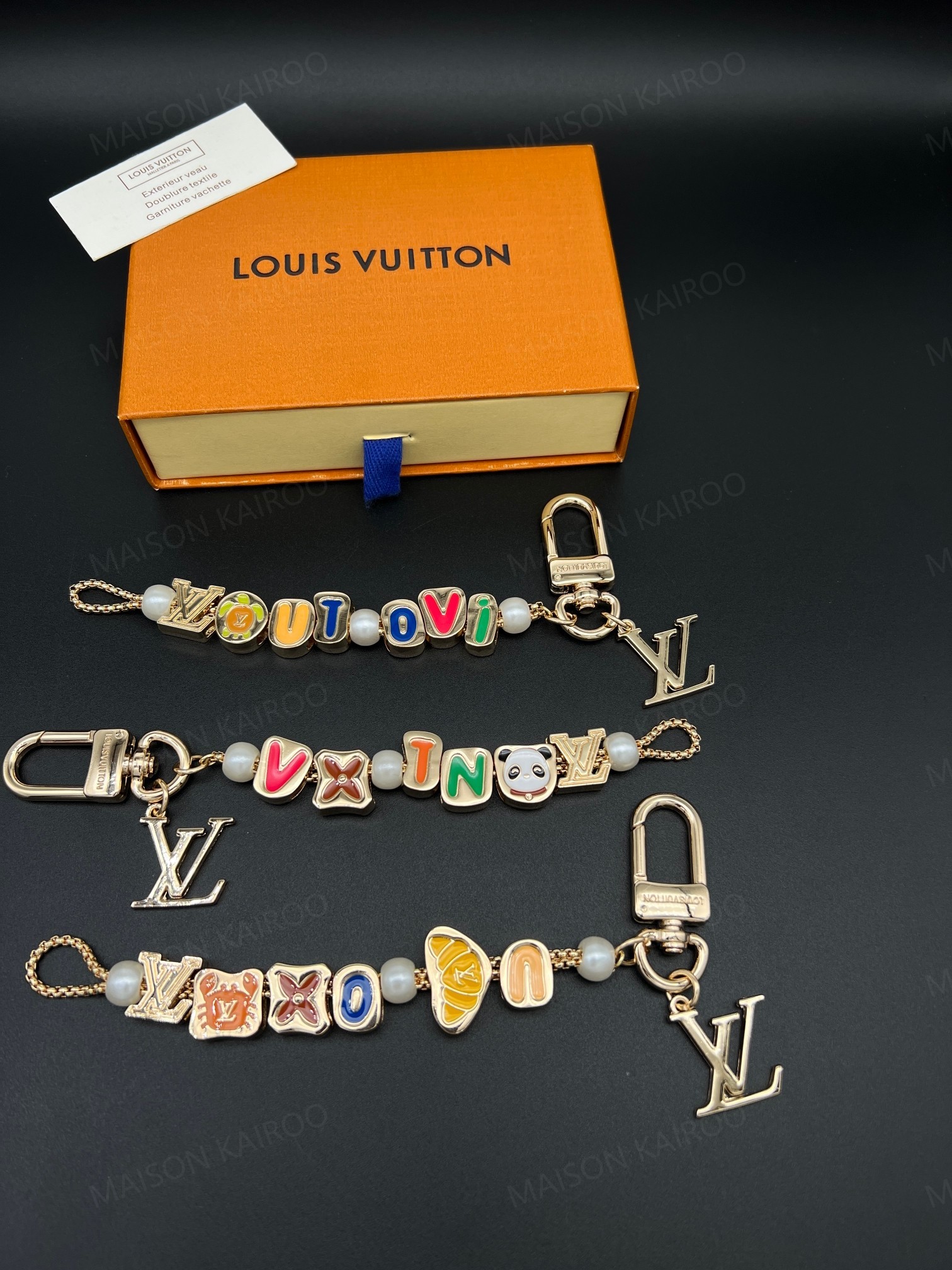 Louis Vuitton LV Color Letter Beaded Bag Charm Keychain - KAIROO