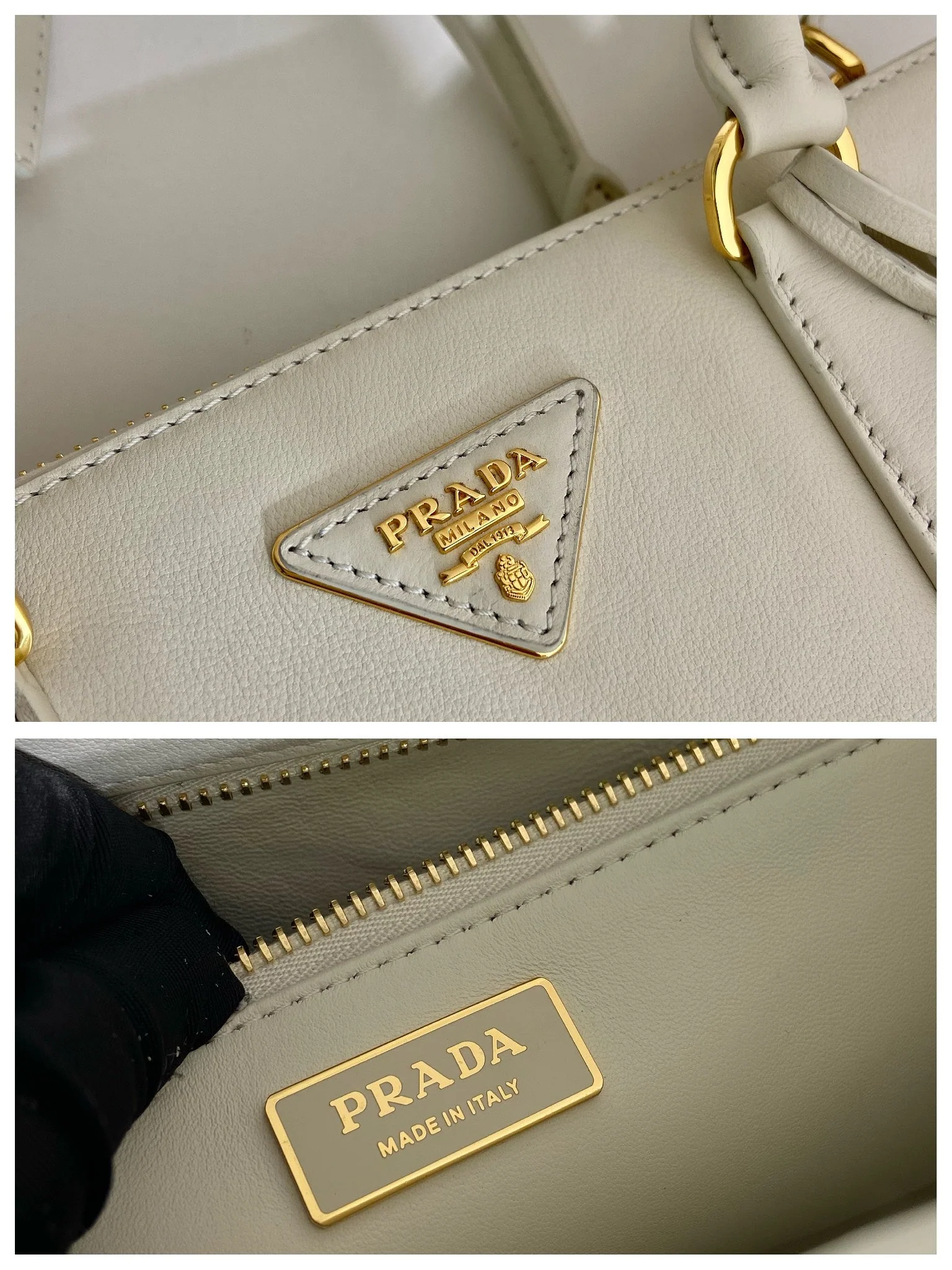 Prada LARGE GALLERIA BAG 32 IN WHITE SMOOTH CALFSKIN GOLD HARDWARE