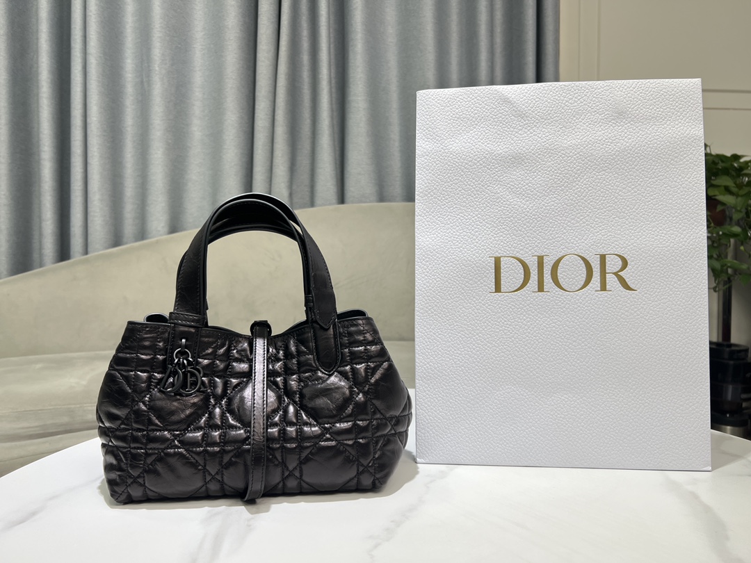 Dior Small Toujours Bag in Black Shiny Quilted Calfskin