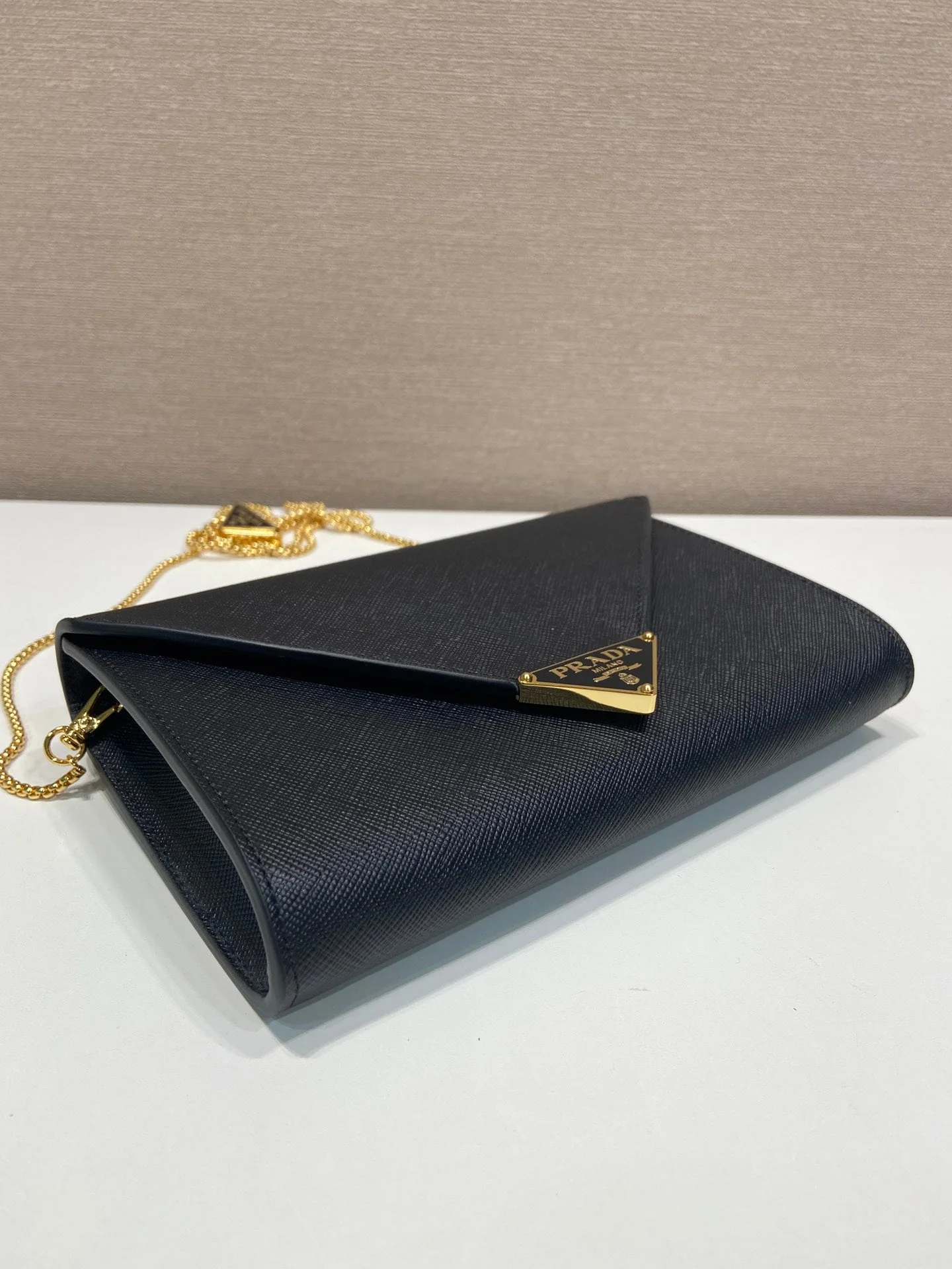 Prada PRA Cross pattern envelope bag black leather 341148