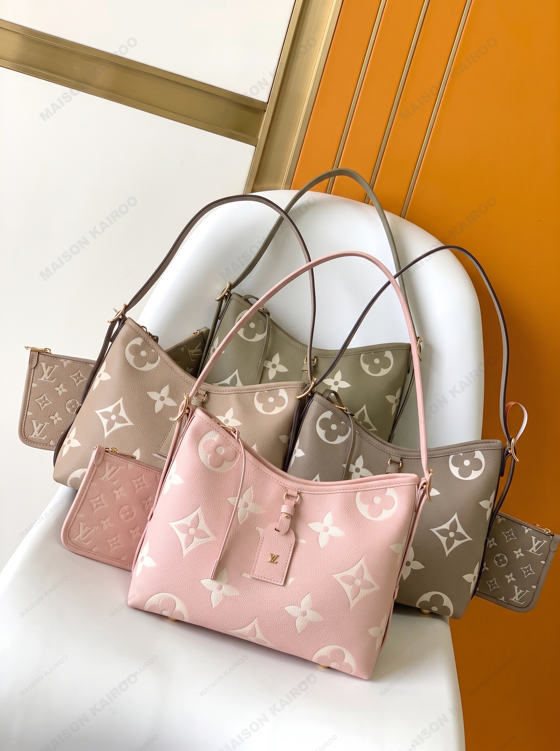 【10A】Louis Vuitton LV Carryall PM Bicolor Monogram Empreinte Leather Hobo Tote Shoulder Bag - KAIROO