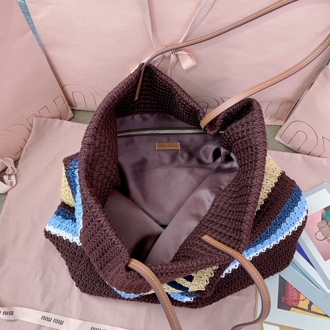 Miu Miu Embroidery and Weaving Tote Bag