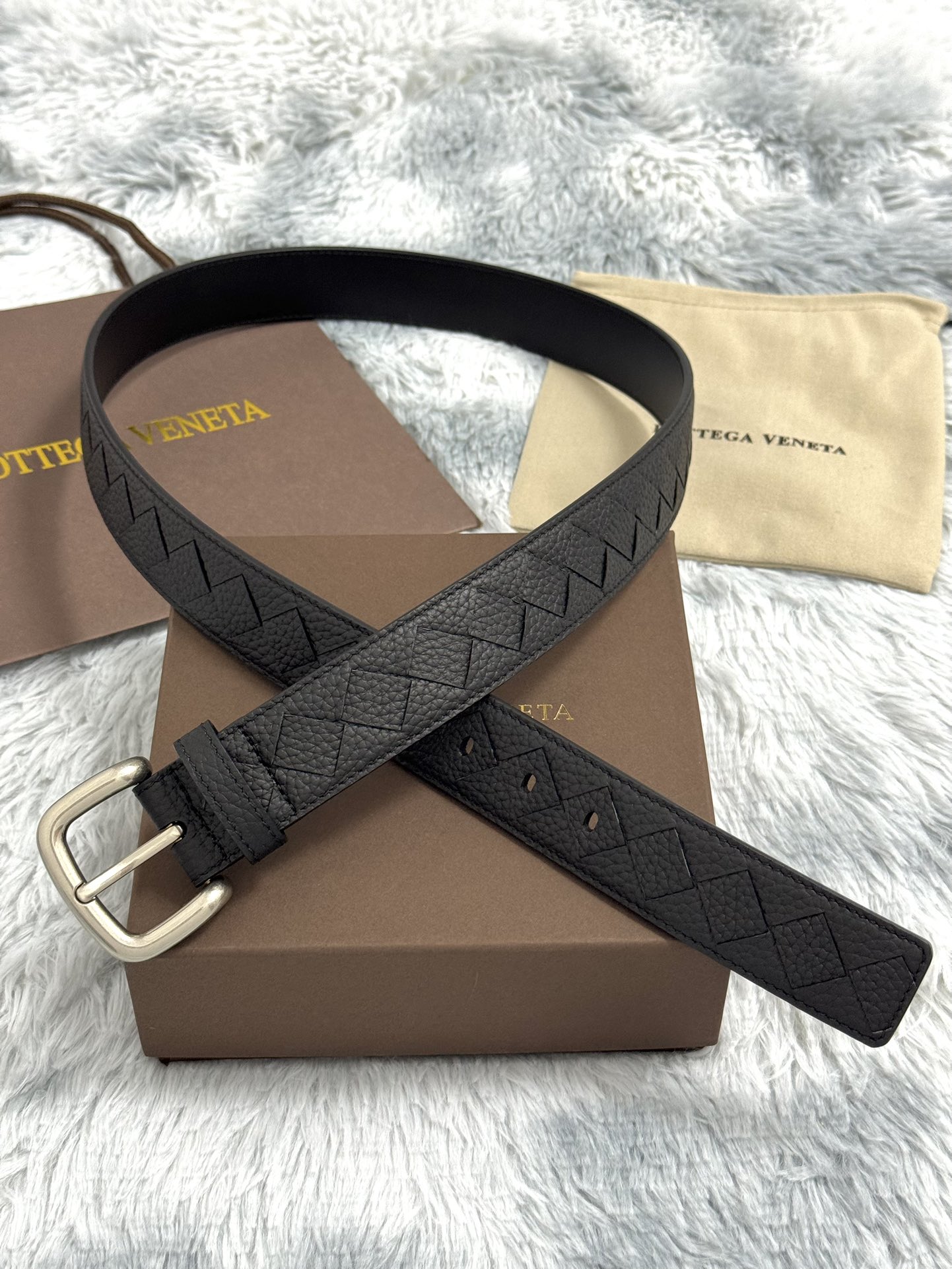 Bottega Veneta Intrecciato Leather Belt 3.5cm