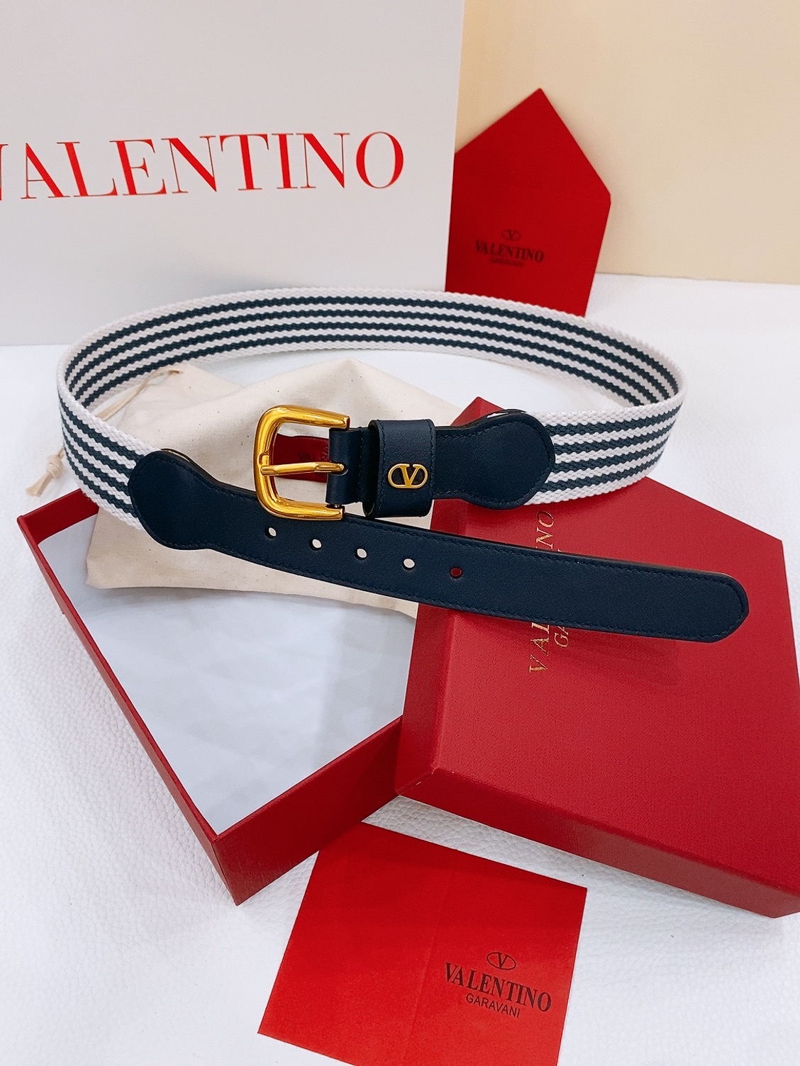 Valentino Multicolor Woven Strap Belt 2.5cm