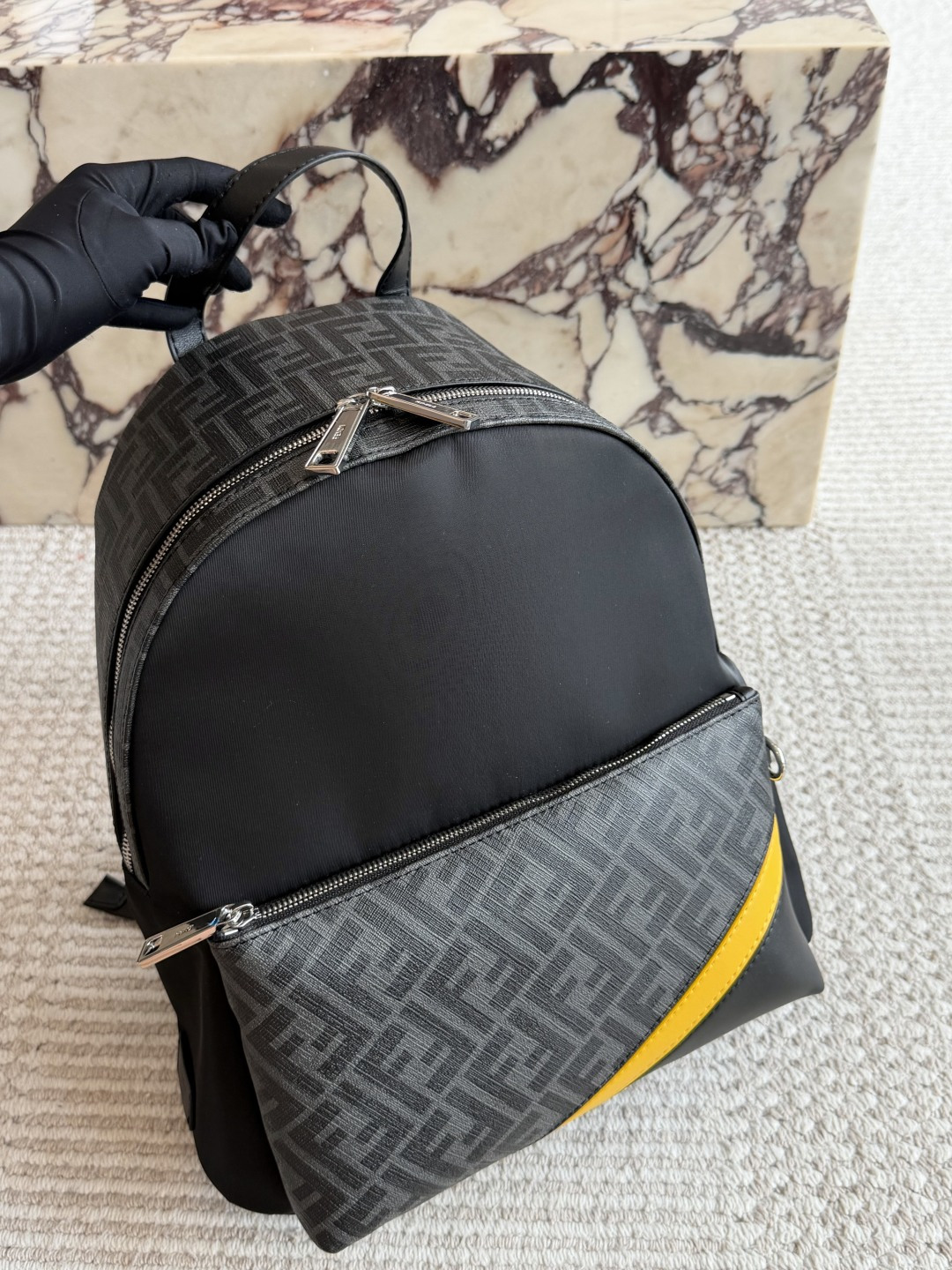 Fendi Oval Diagonal Stripe FF Monogram Nylon Tech Backpack - KAIROO