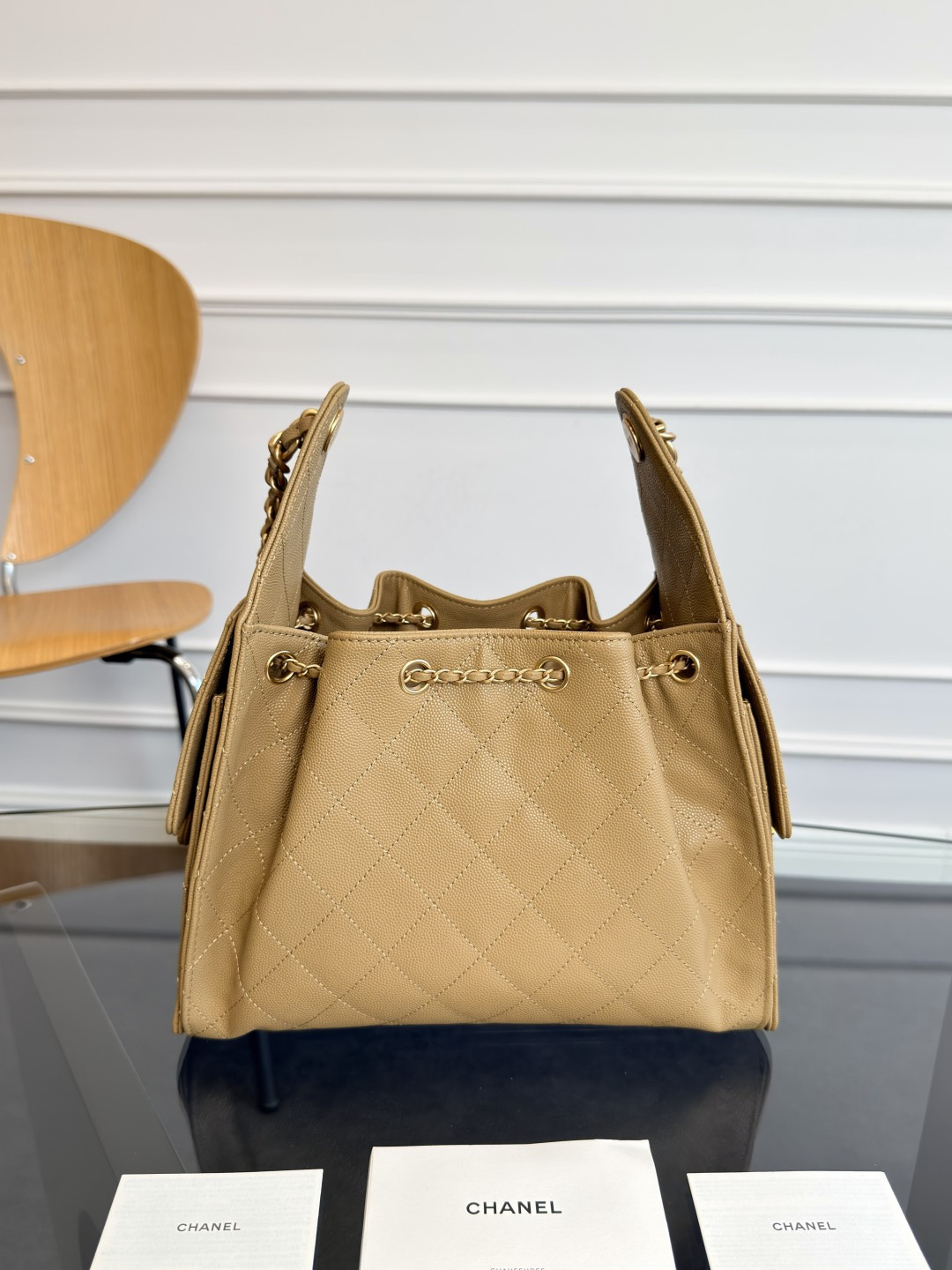Chanel 25 Small Hobo Bag in Beige