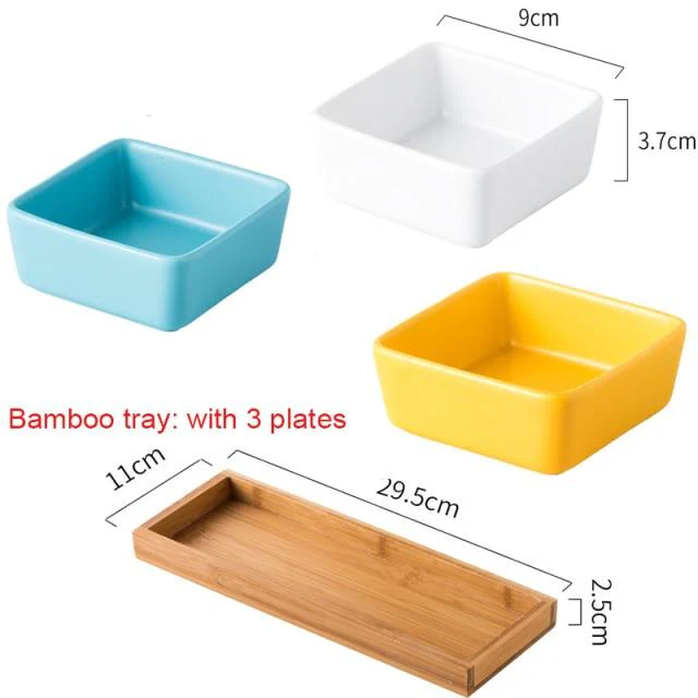 2/3PC Household Supplies Ceramic Cat Bowl Dish with Bamboo Stand No Spill Cat Food Water Feeder Small Cat Dishes