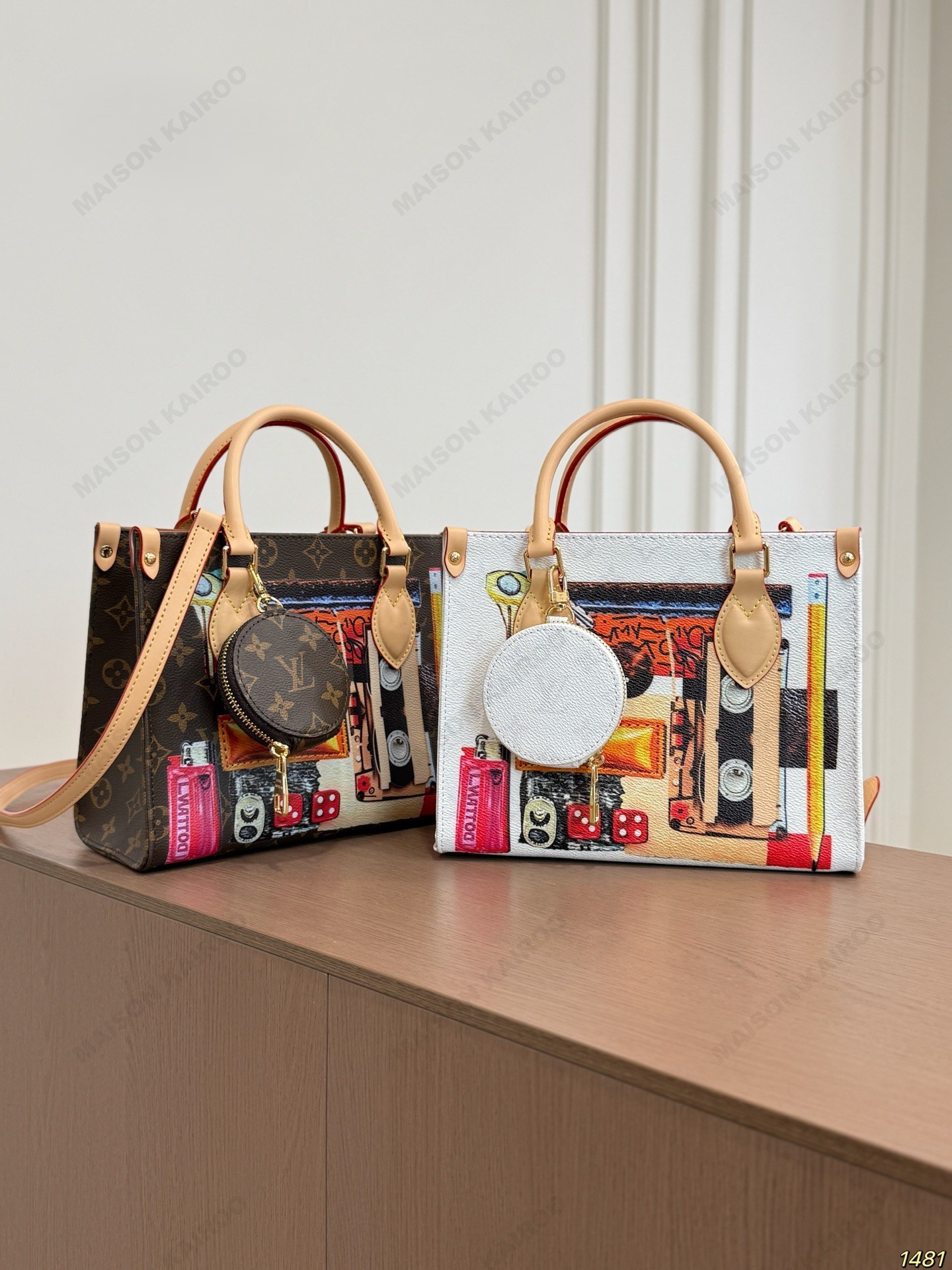 Louis Vuitton LV OnTheGo PM Stationery Cassette Tapes Monogram Canvas Leather Top Handle Bag With Purse - KAIROO