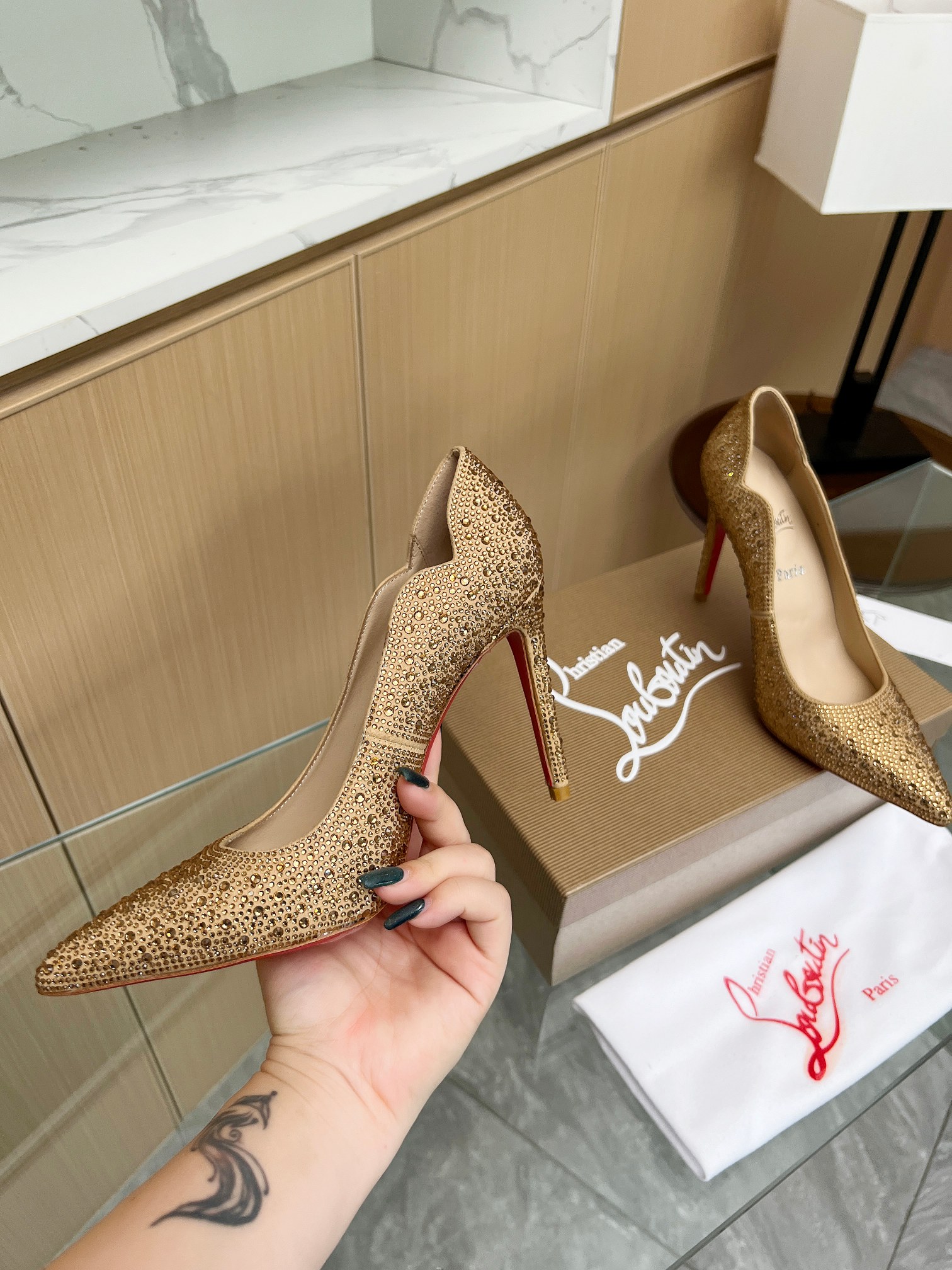 Christian Louboutin Crystals Leather Pump