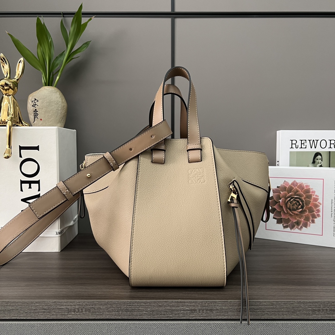 Loewe Small Hammock in Grained Calfskin-Sand