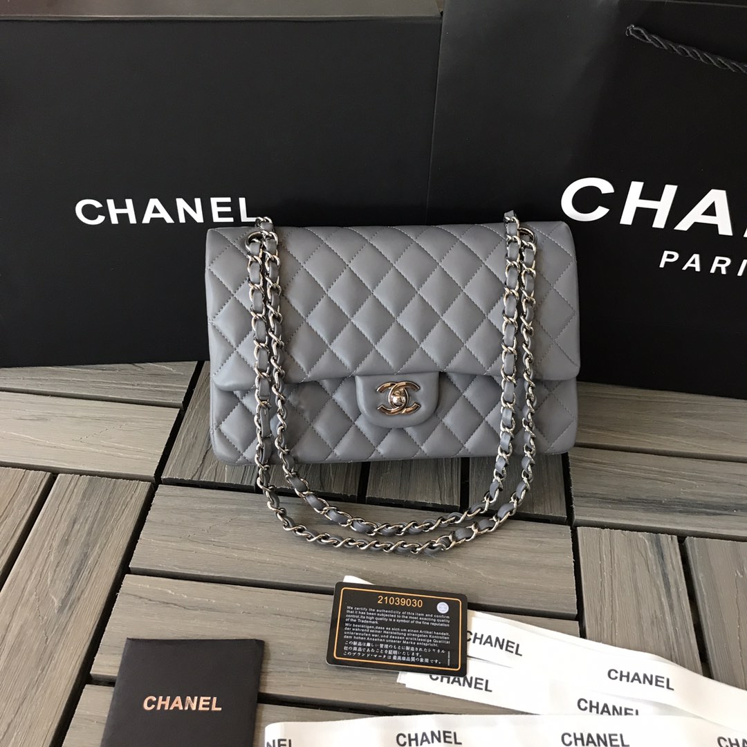 Chanel Classic 11.12 Handbag in Grey Lambskin