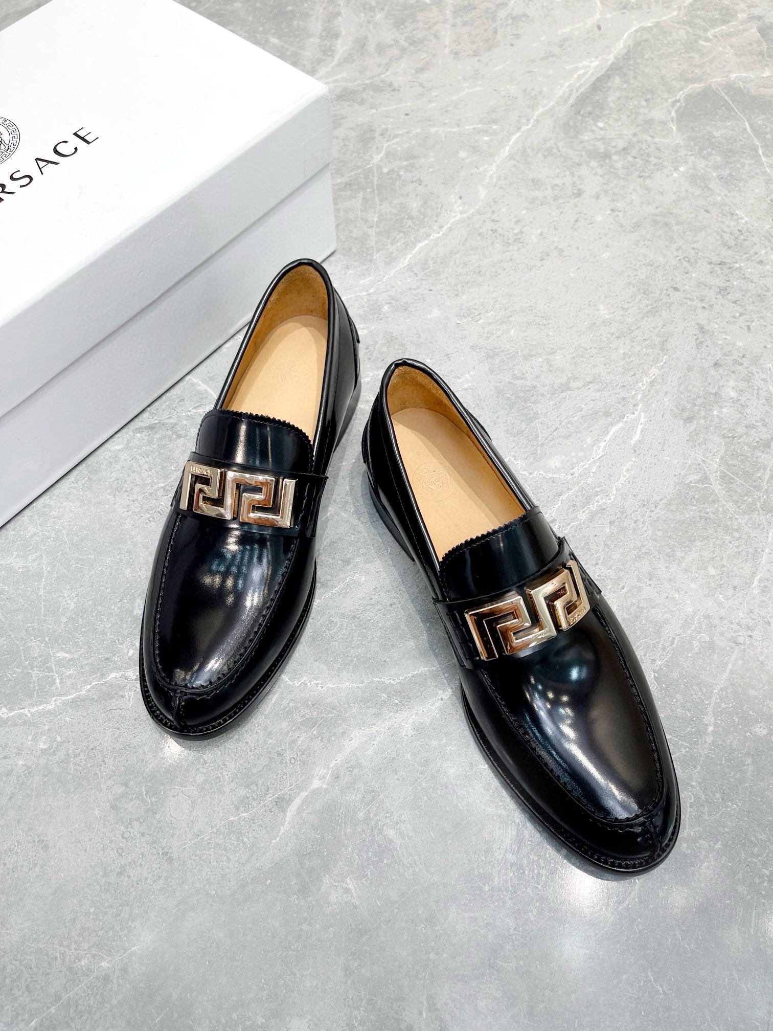Versace Men's Shiny Leather Loafer