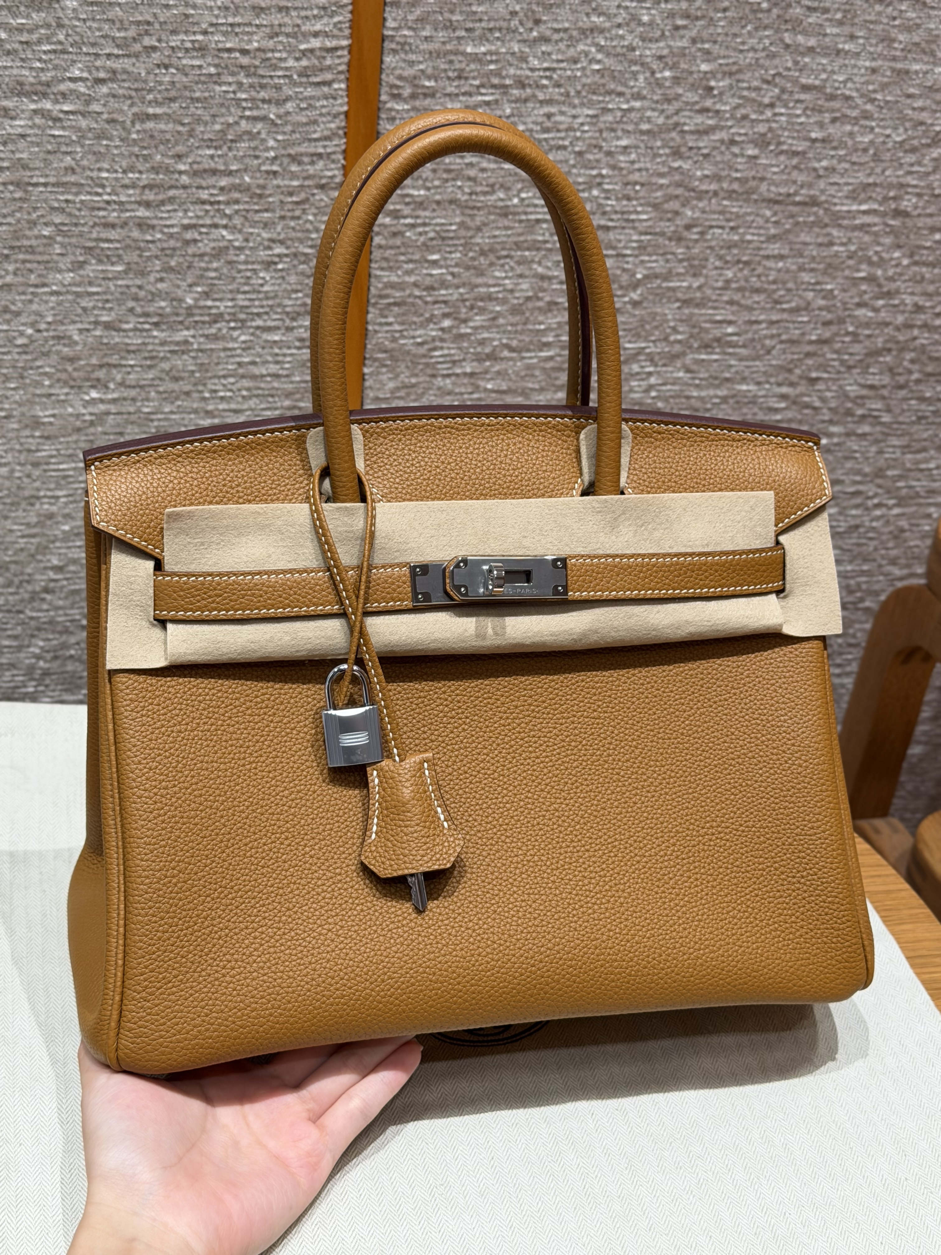 Hermes Natural Sable Togo Birkin 30 Bag