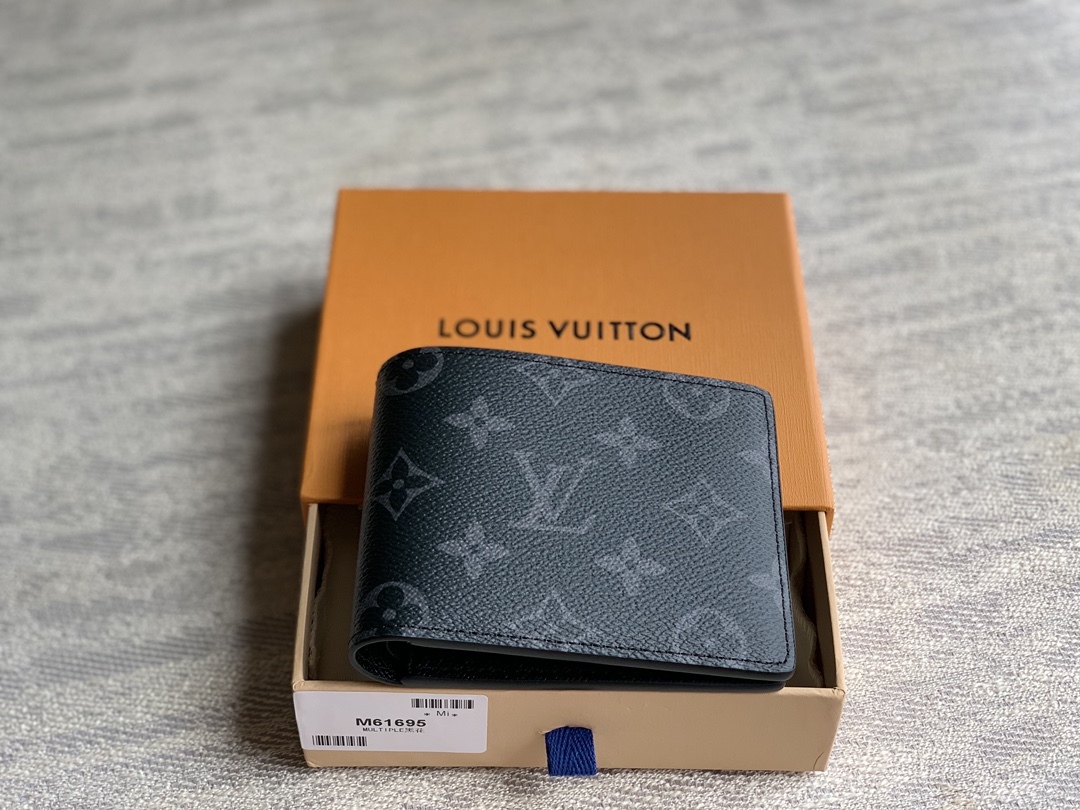 M61695  LV Men's Multiple Wallet Monogram Eclipse Canvas