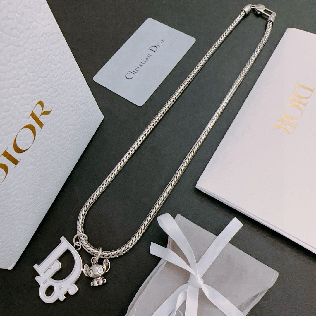 Dior Unisex Rock Punk Thai Silver Necklace 60cm