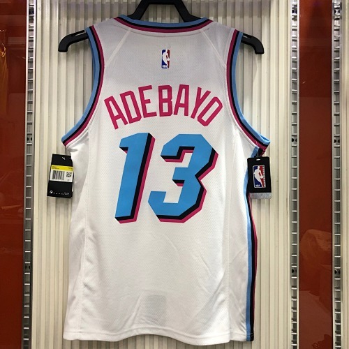 Miami Heat's white number 13, Bam Adebayo