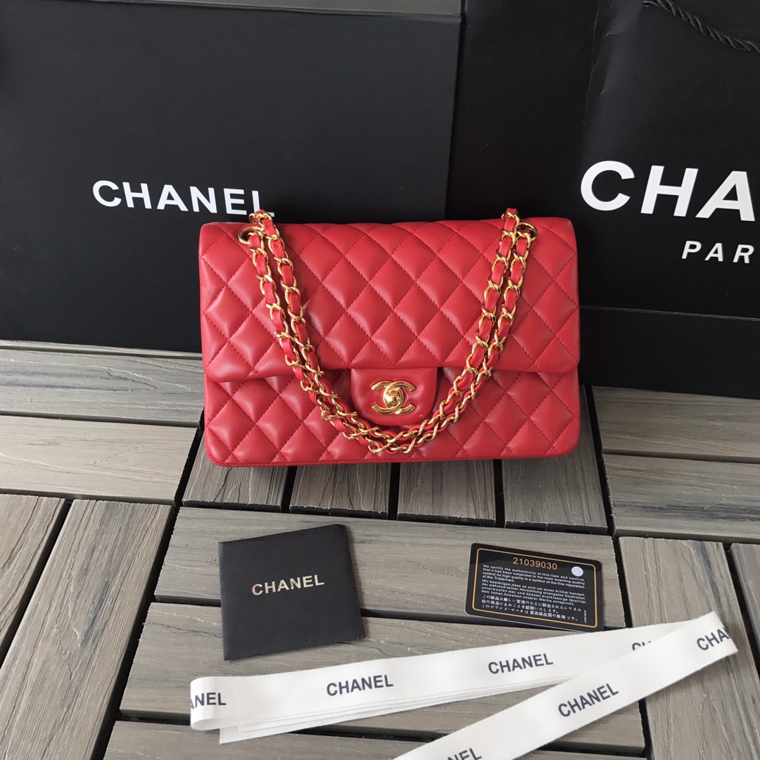 Chanel Classic 11.12 Handbag in Red Lambskin