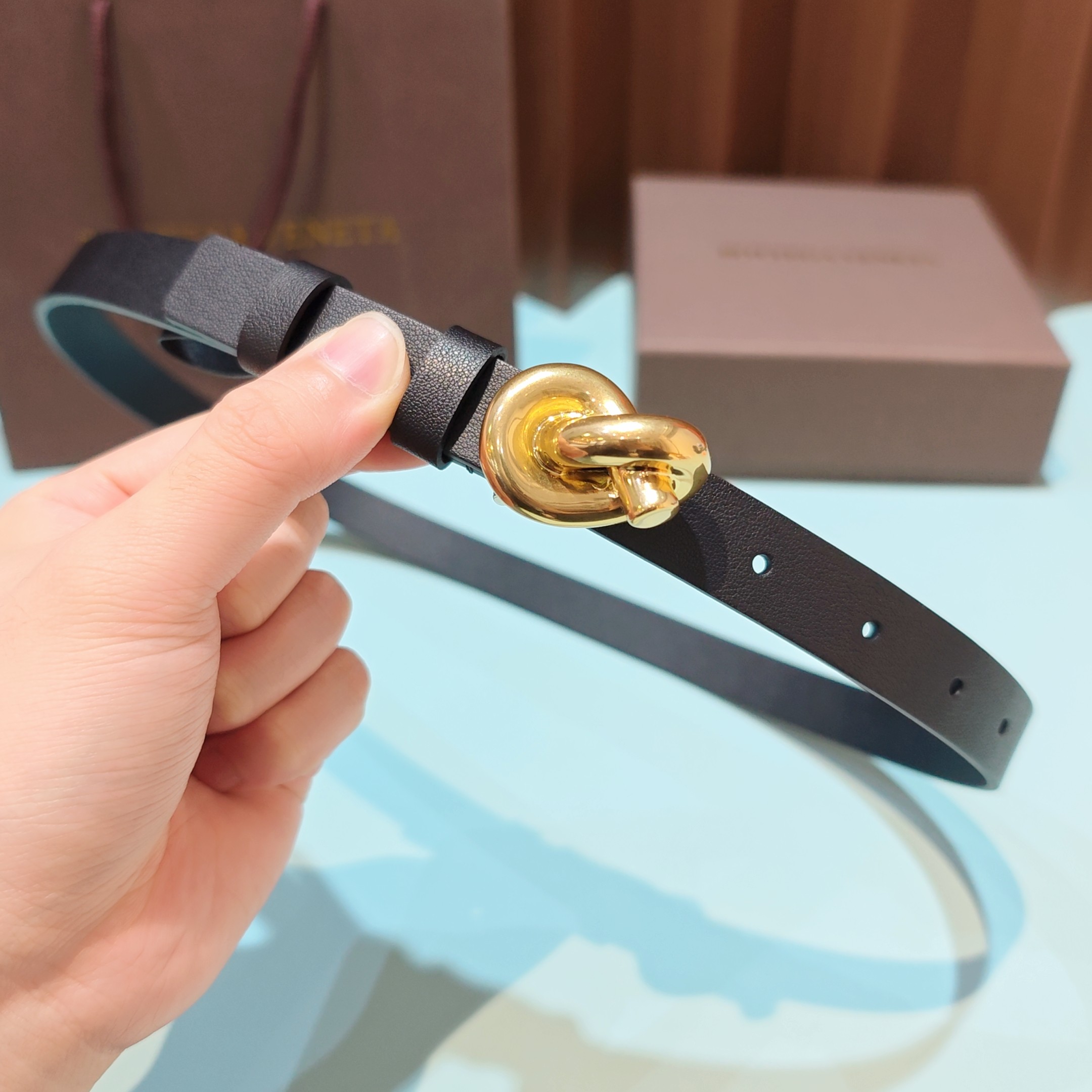 Bottega Veneta Knot Leather Belt 2.0cm