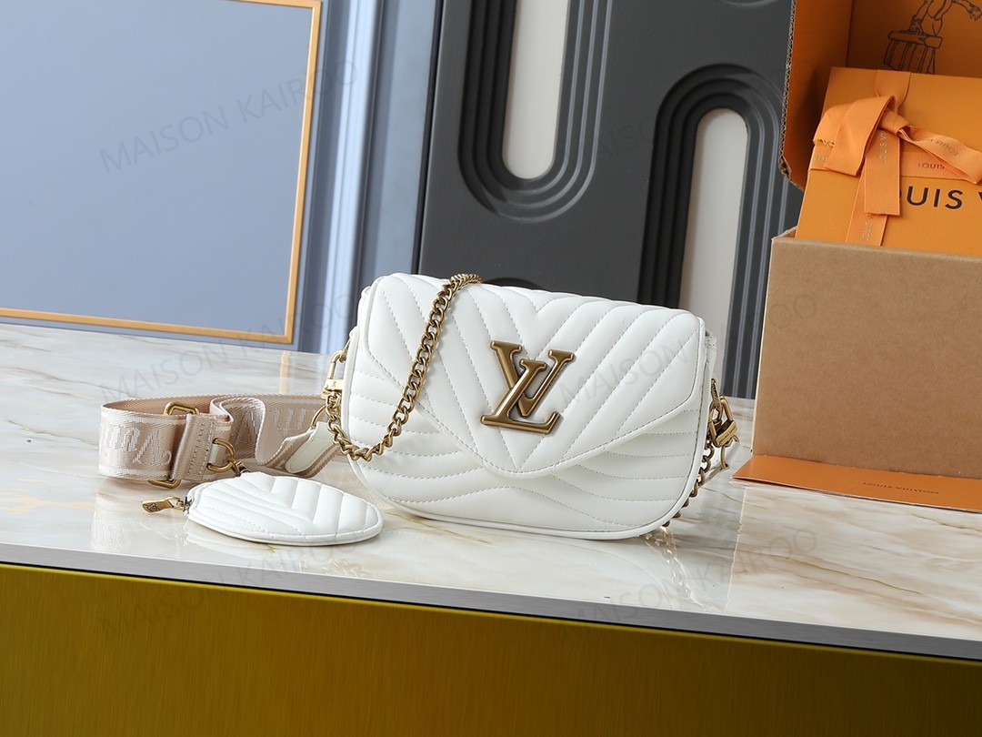 Louis Vuitton LV New Wave Multi-Pochette 3-in-1 V-Stitch Quilted Leather Chain Flap Shoulder Bag - KAIROO