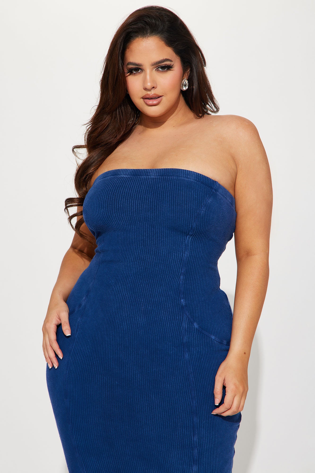 Ashlyn Mineral Wash Midi Dress - Blue