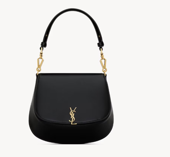 Saint Laurent Black Mini Voltaire Top Handle bag in Box leather