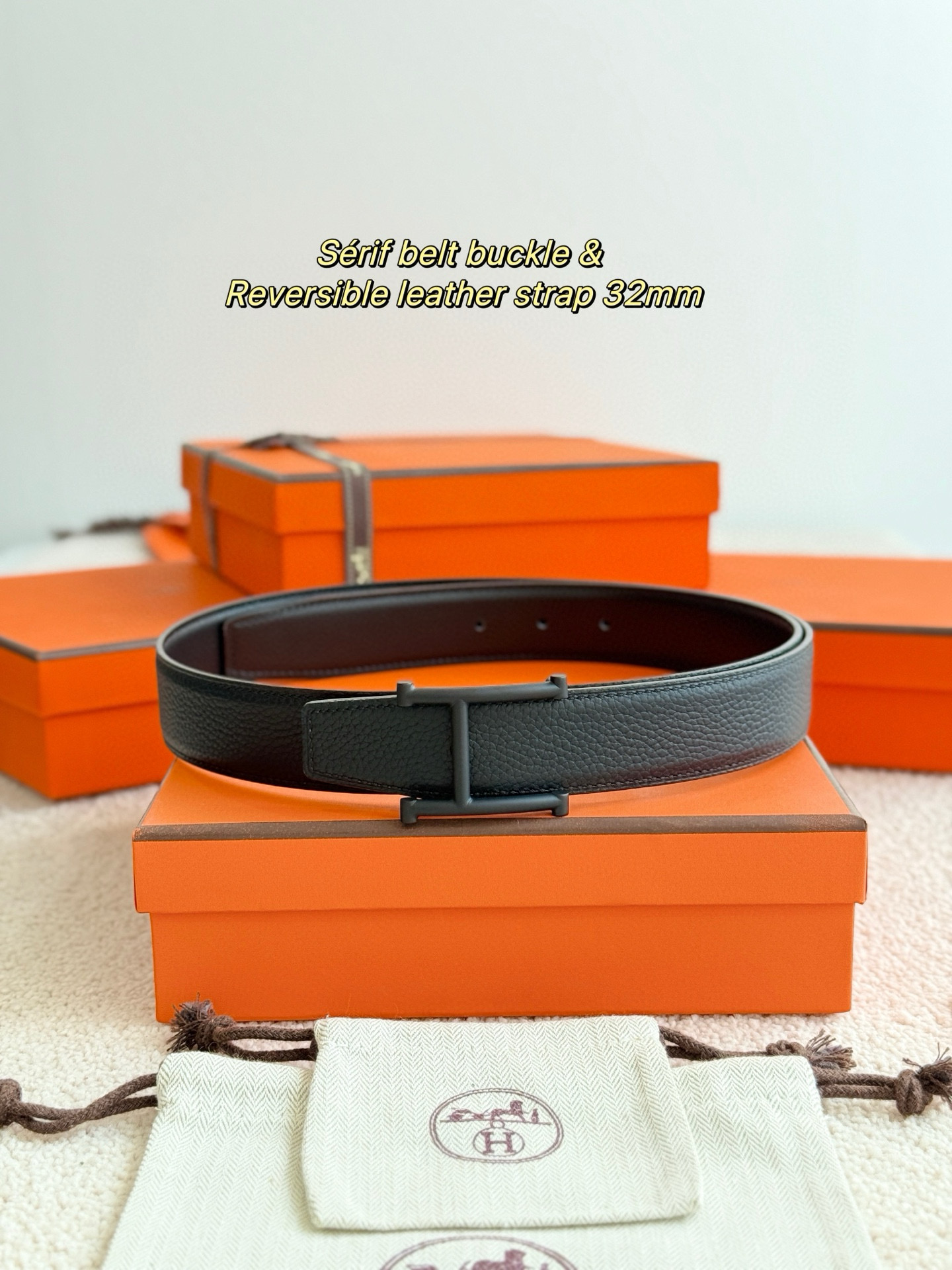 Hermes Serif Reversible leather belt 32mm