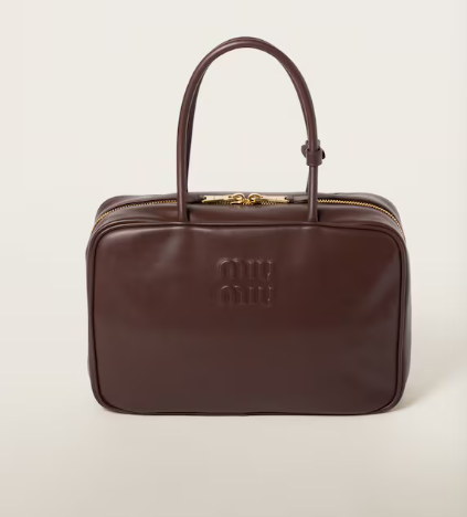Miu Miu Large Briarwood Beau Boston Leather Bag 5BB117