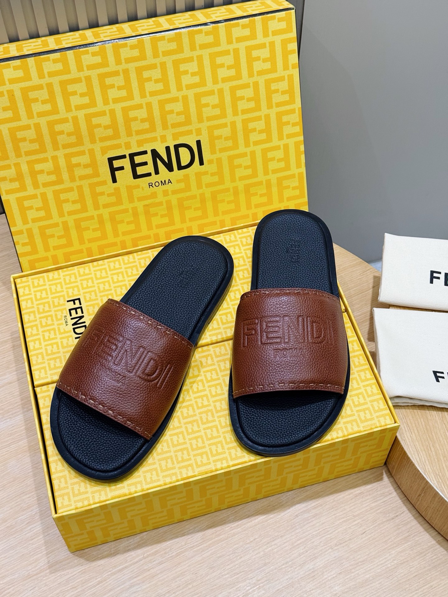 Fendi Men's Sunshine Leather Mule
