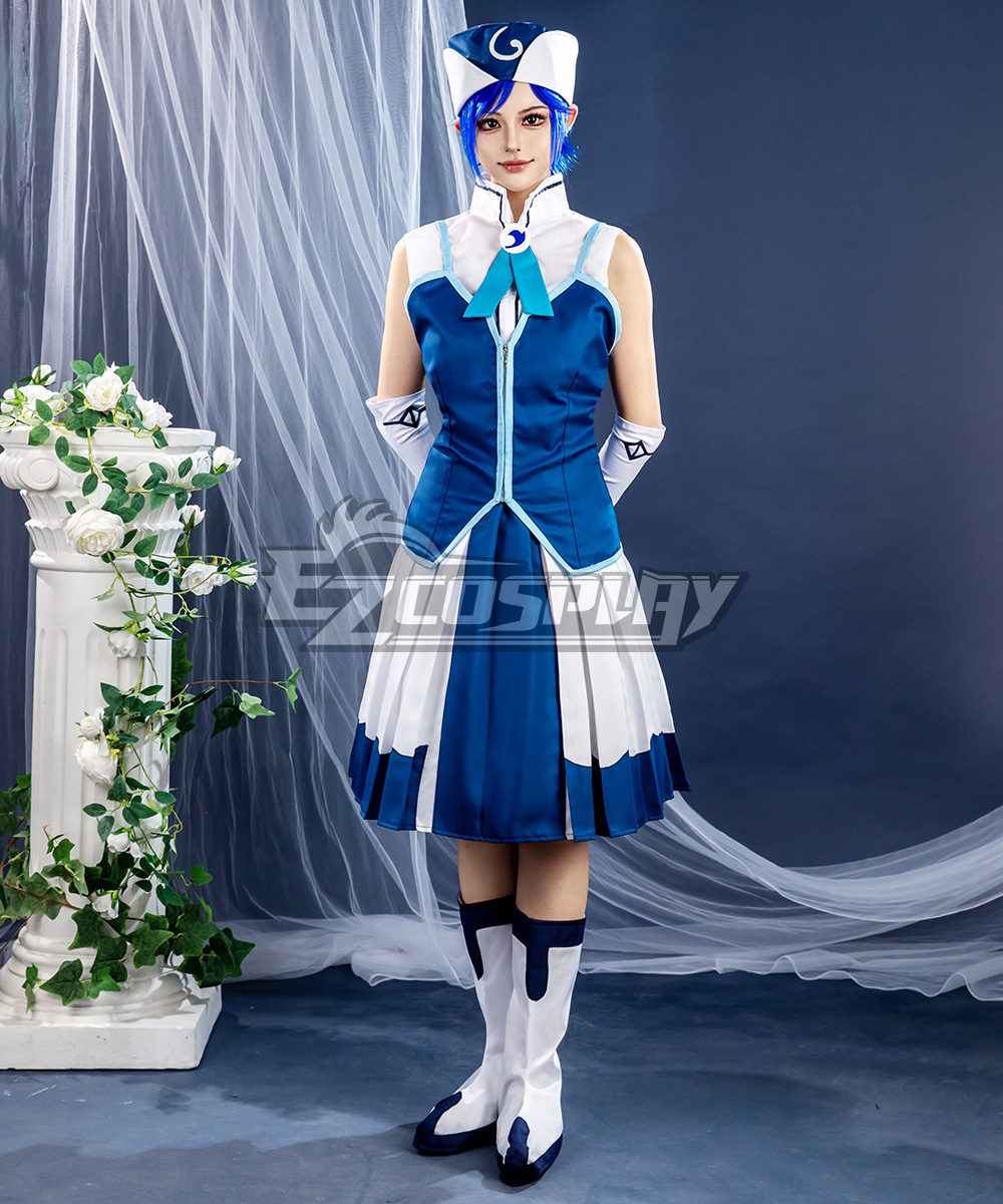 Fairy Tail Rain Woman Juvia Lockser Blue Evening Dress Cosplay Costume