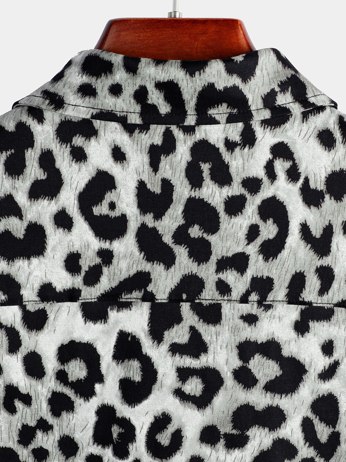 Men's White Leopard Cheetah Animal Print Rock Cotton Casual Short Sleeve Shirt