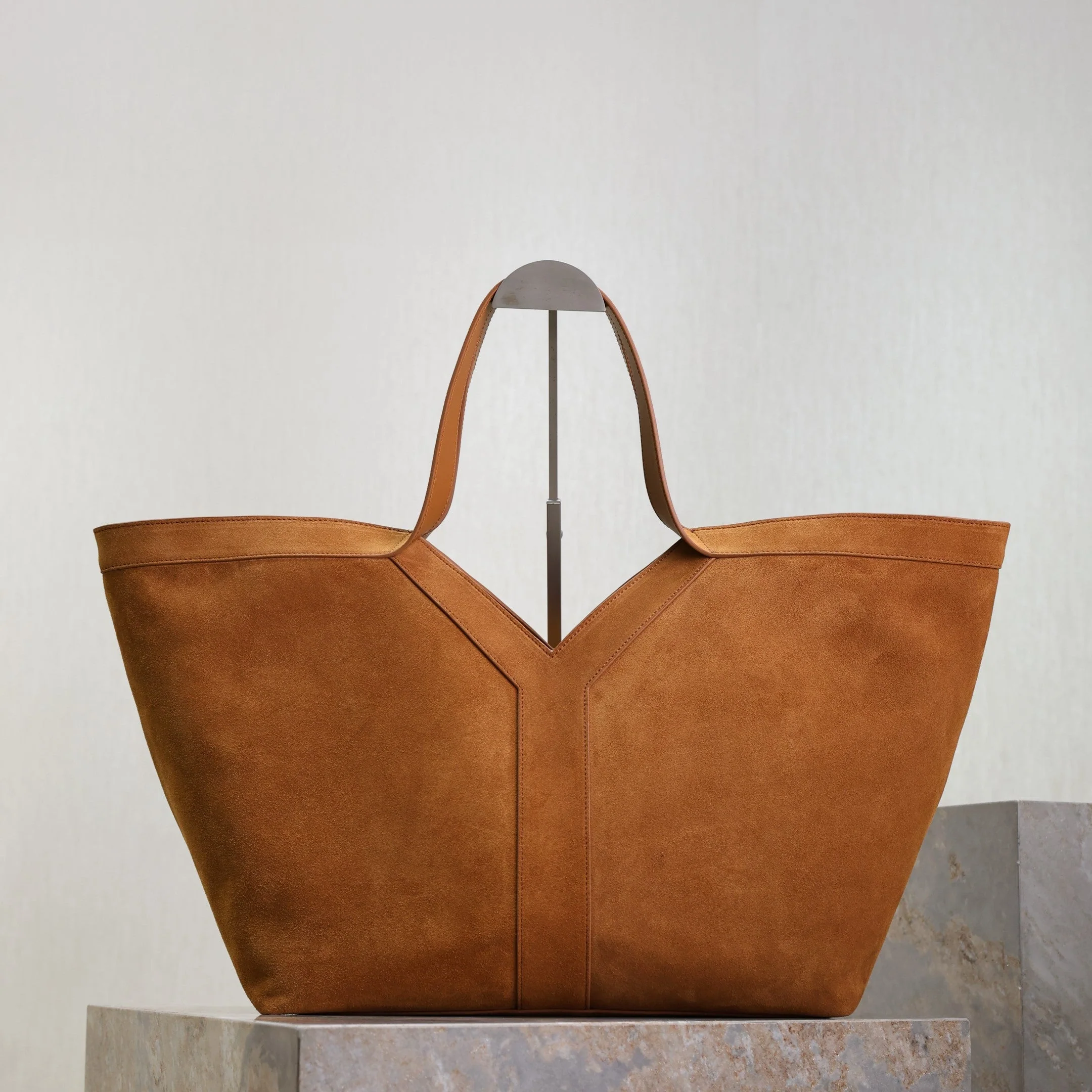 Saint Laurent YSL Tote Bag Brown Suede