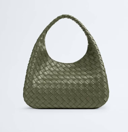 Bottega Veneta Medium Campana Shoulder Bag in Pickle Intrecciato leather
